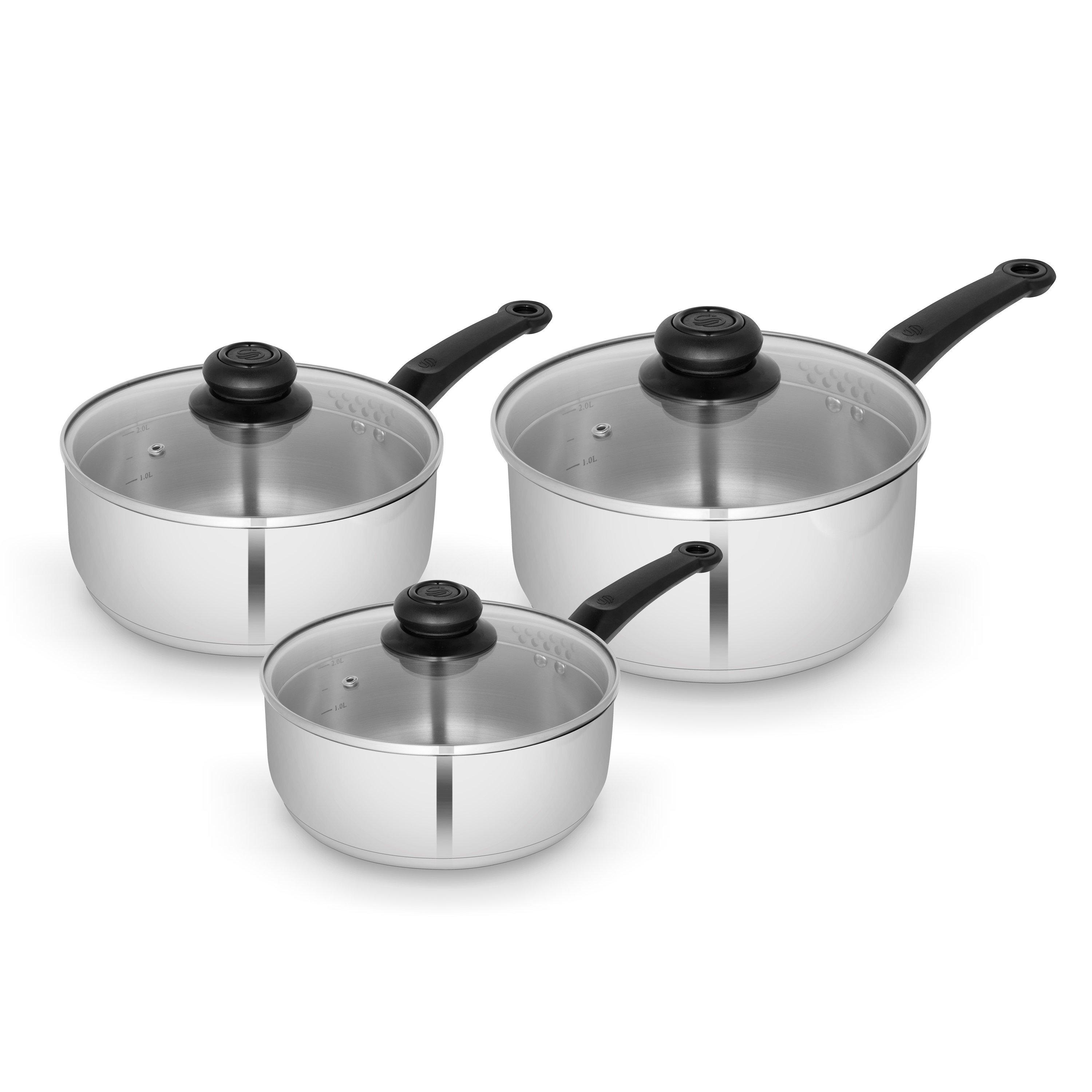 Stainless Steel - Swan - Townhouse 3 Piece Saucepan Set S/Steel - 1