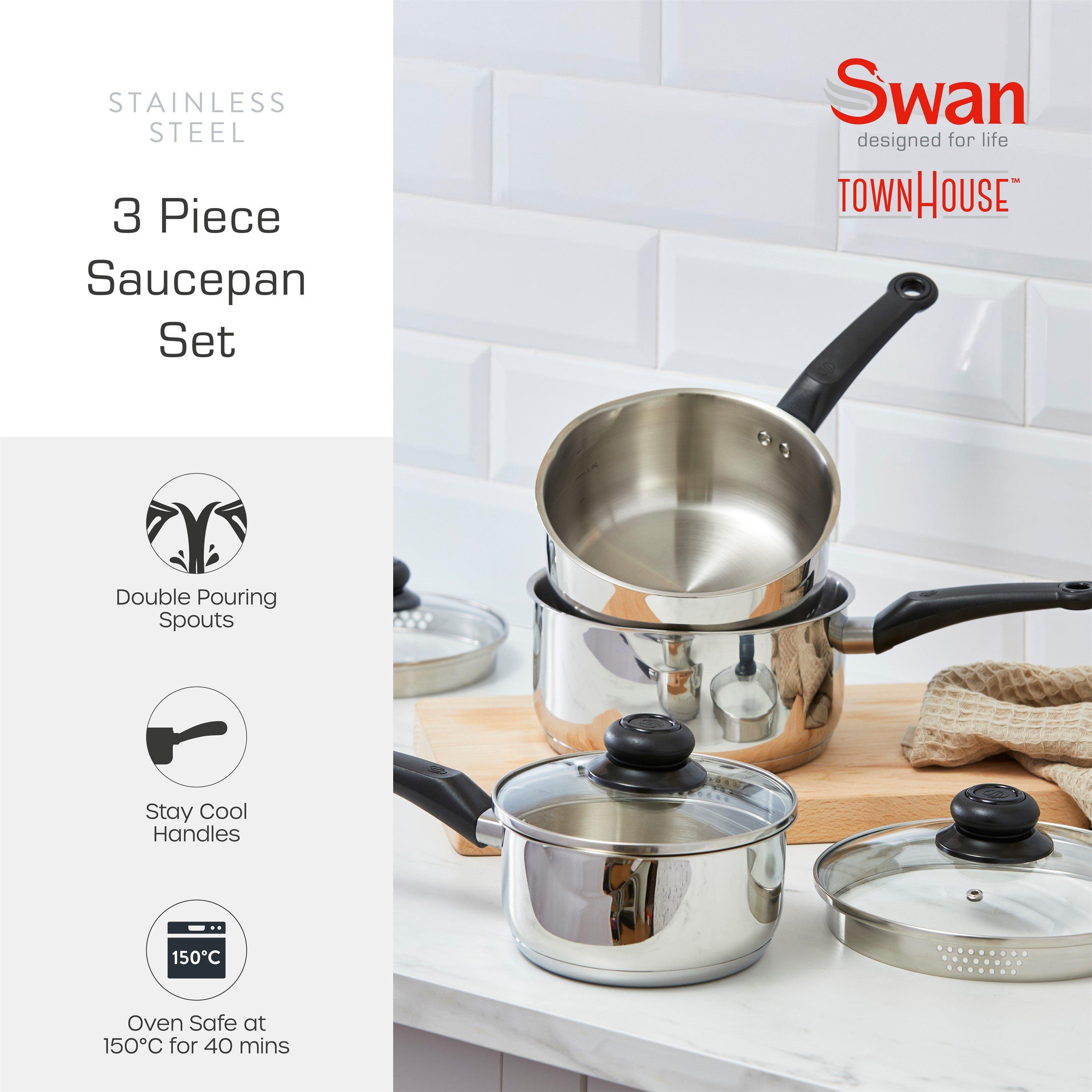 Stainless Steel - Swan - Townhouse 3 Piece Saucepan Set S/Steel - 2