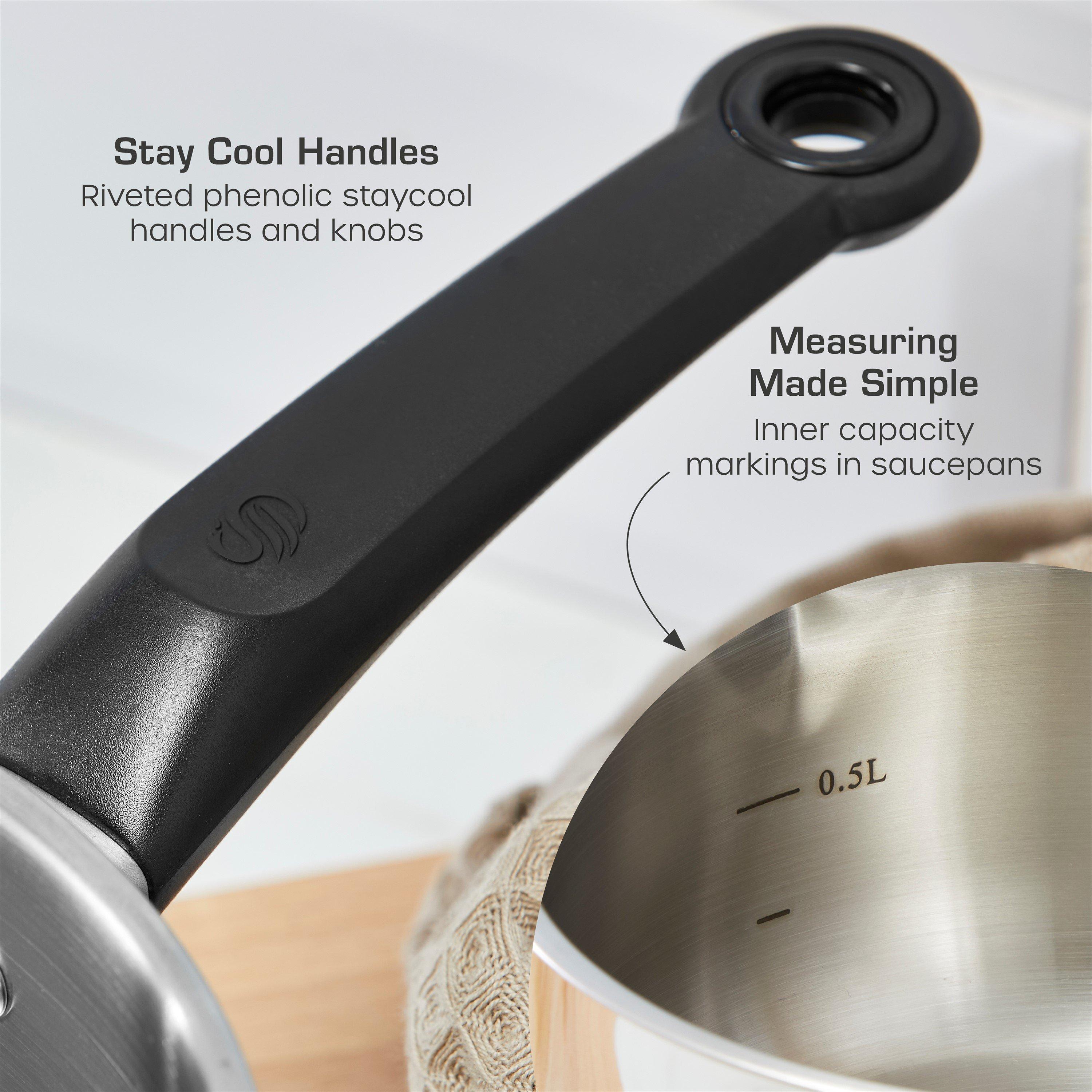 Stainless Steel - Swan - Townhouse 3 Piece Saucepan Set S/Steel - 5