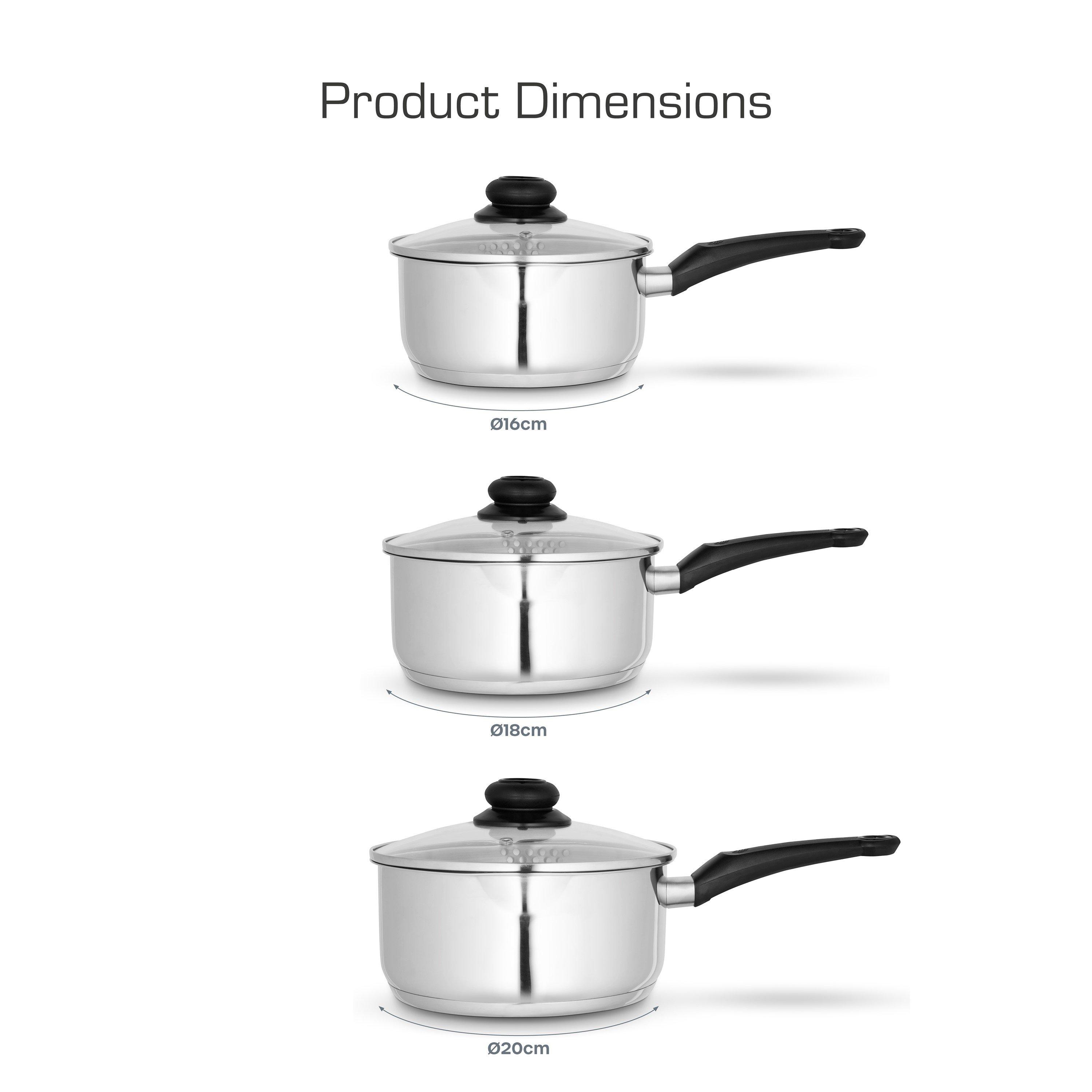Stainless Steel - Swan - Townhouse 3 Piece Saucepan Set S/Steel - 6