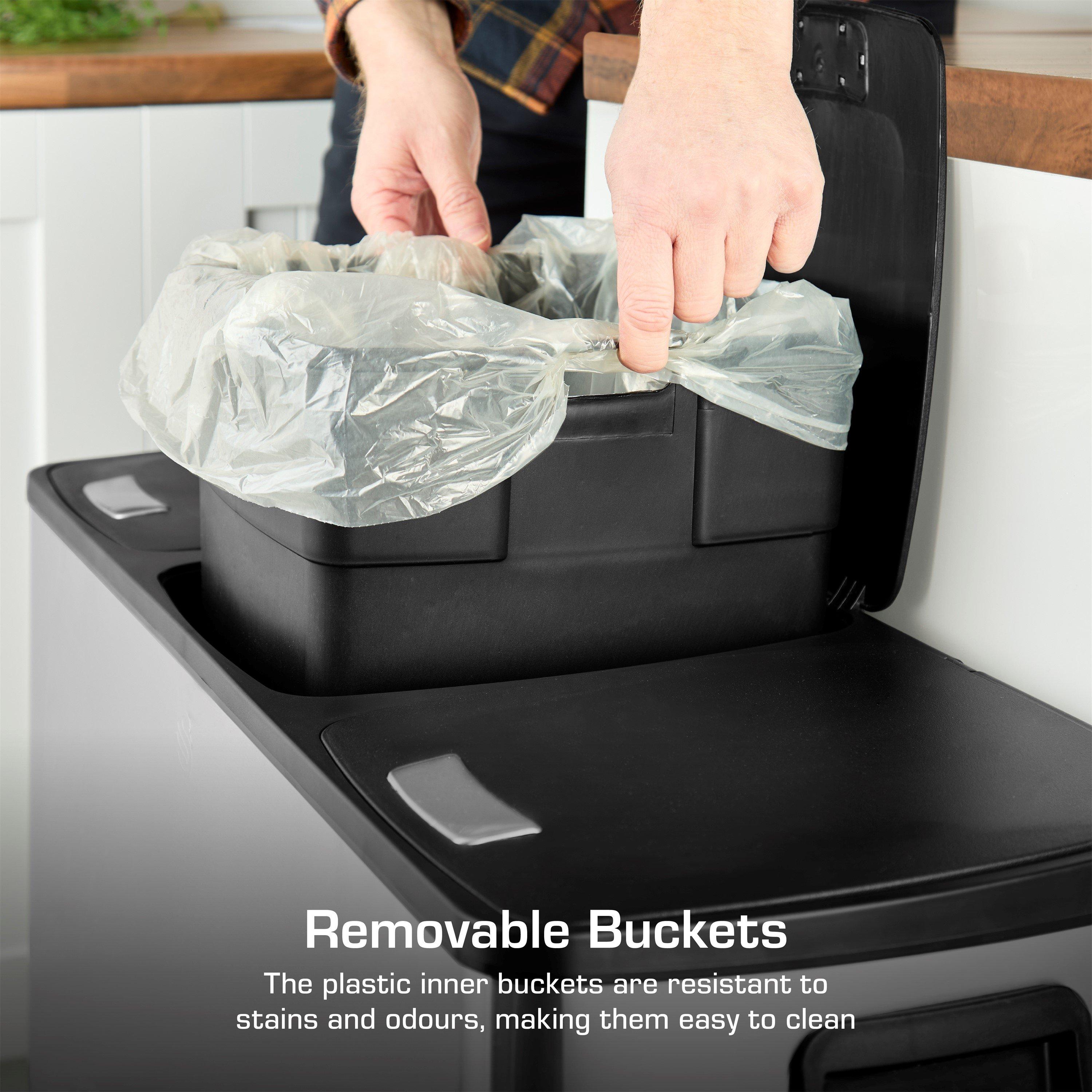 Stainless Steel - Swan - 90L Recycling Bin 3x30L - 4