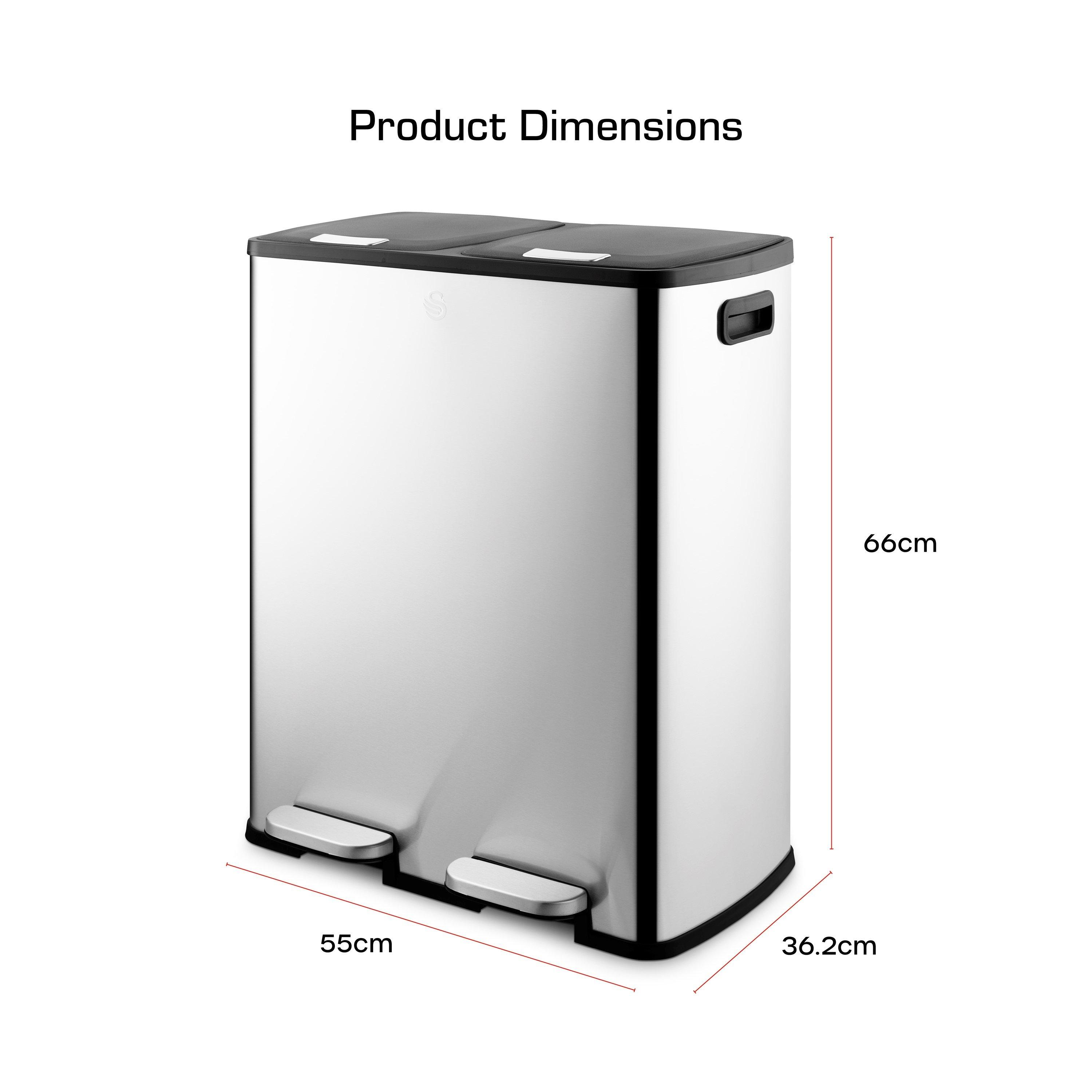 Stainless Steel - Swan - 60L Recycling Bin 2x30L - 6