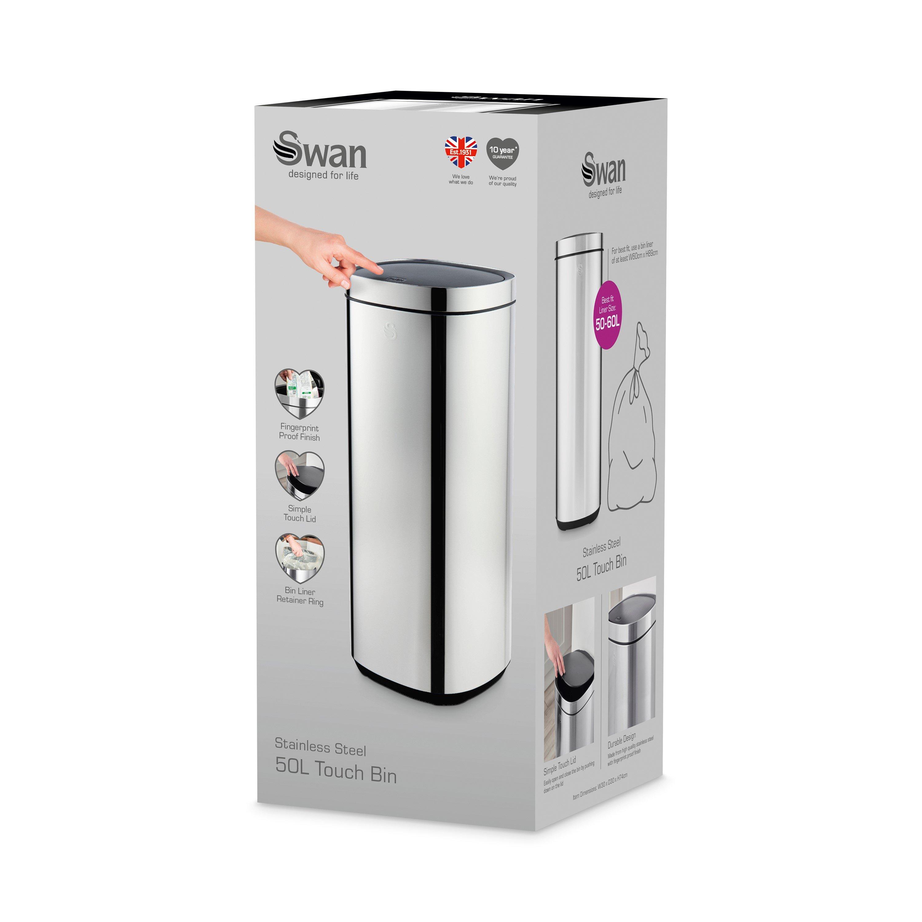 Stainless Steel - Swan - 50L Touch Bin - 1