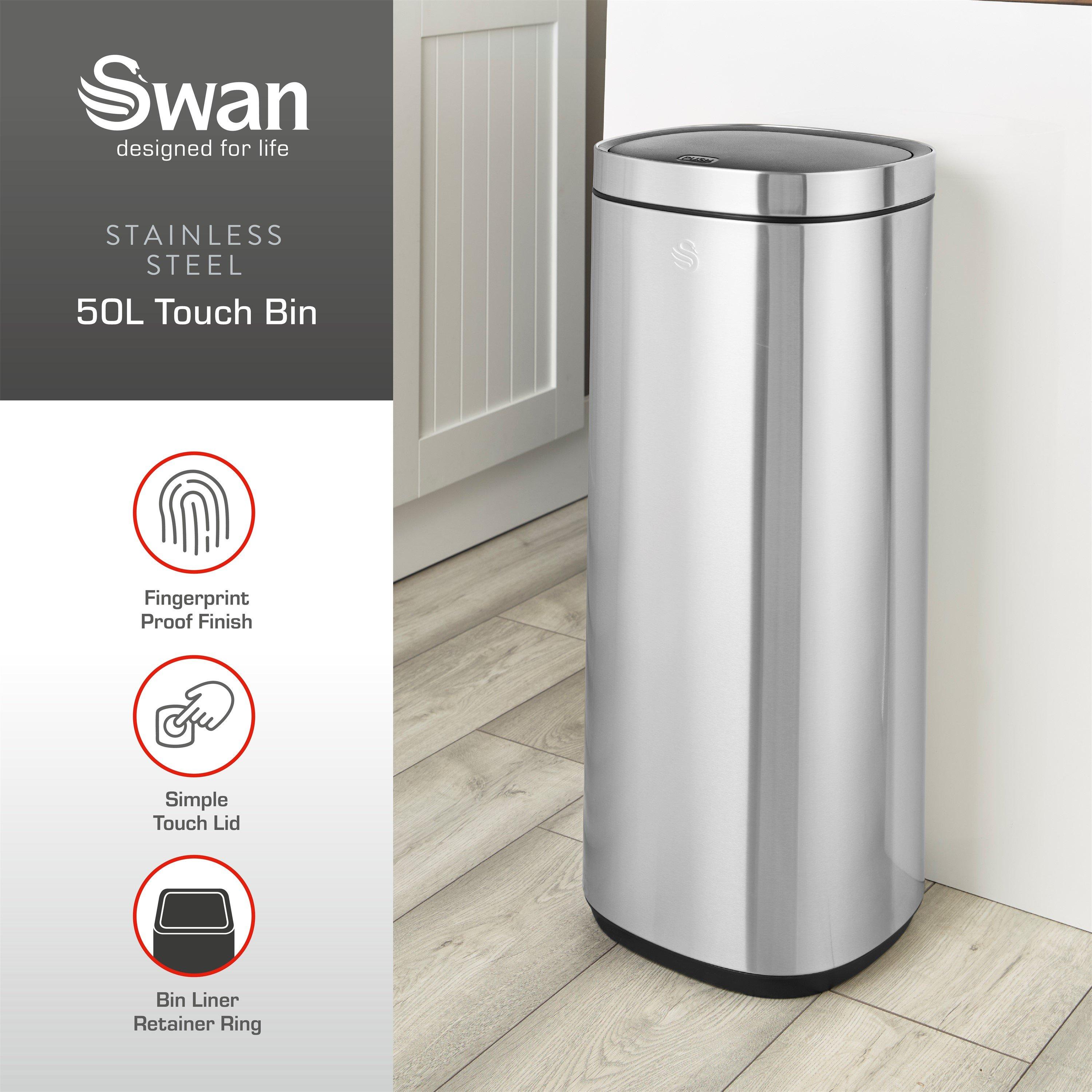 Stainless Steel - Swan - 50L Touch Bin - 2