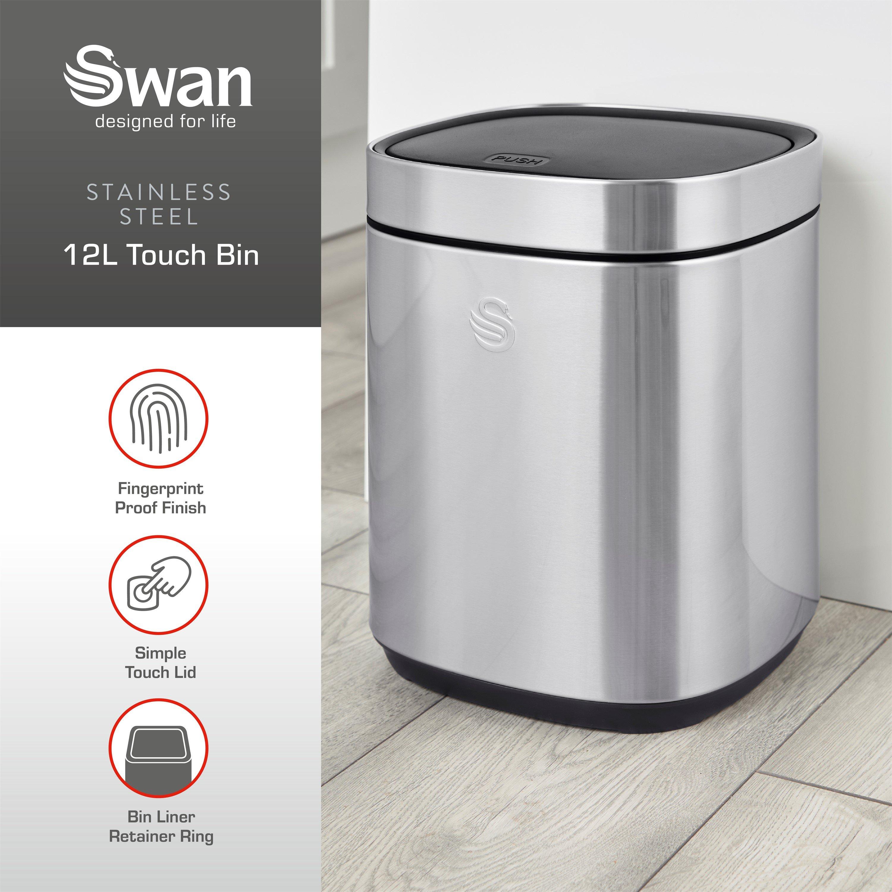 Stainless Steel - Swan - 12L Touch Bin - 2