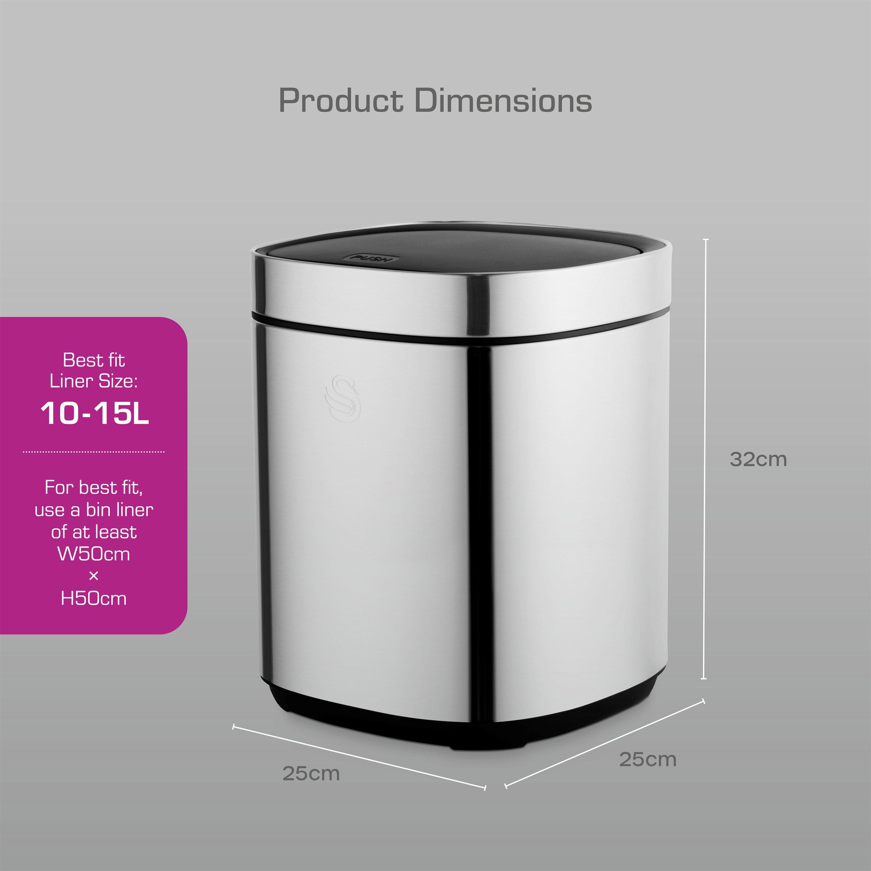 Stainless Steel - Swan - 12L Touch Bin - 6