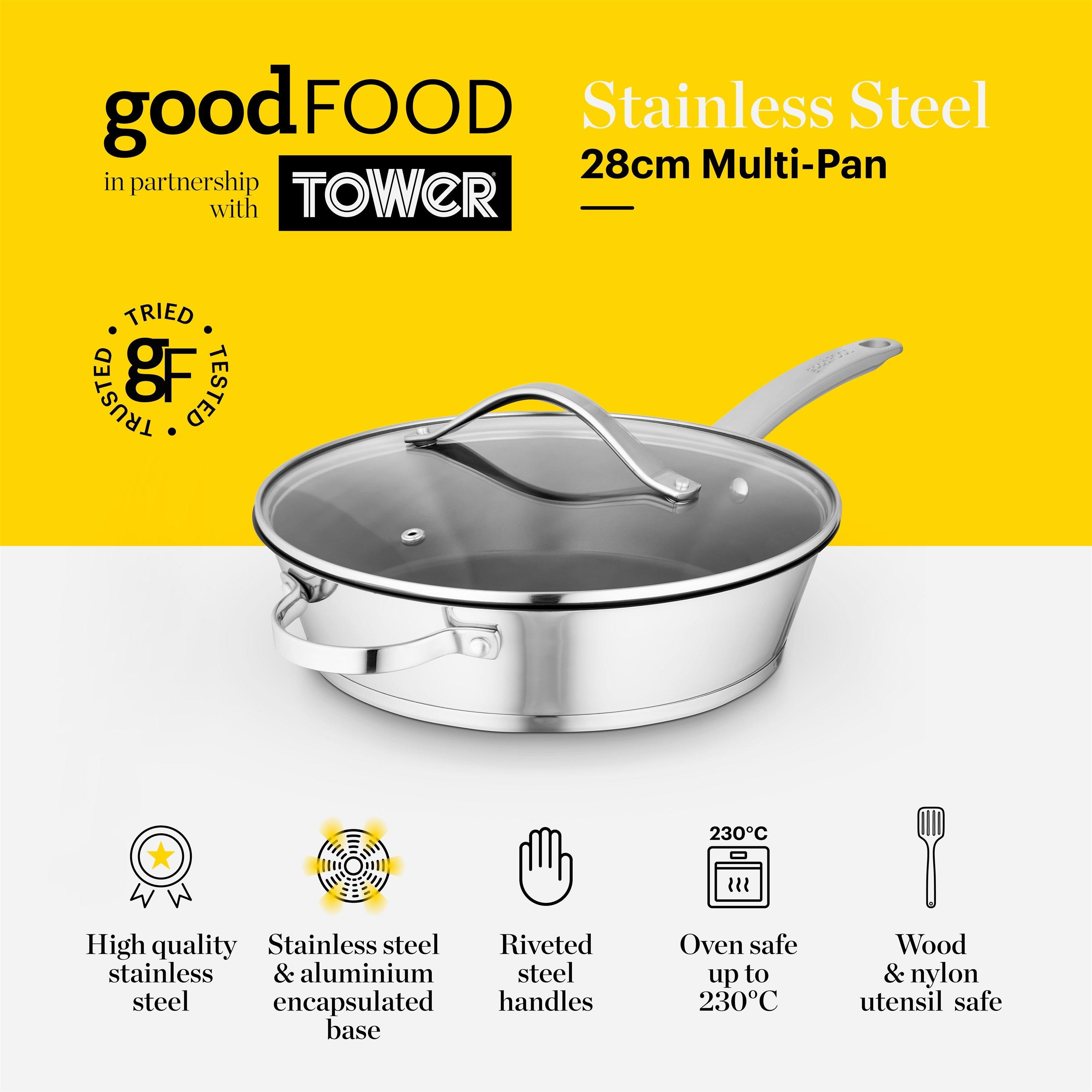 Stainless Steel - Good Food - S/Steel 28cm Multi-Pan with Lid - 2