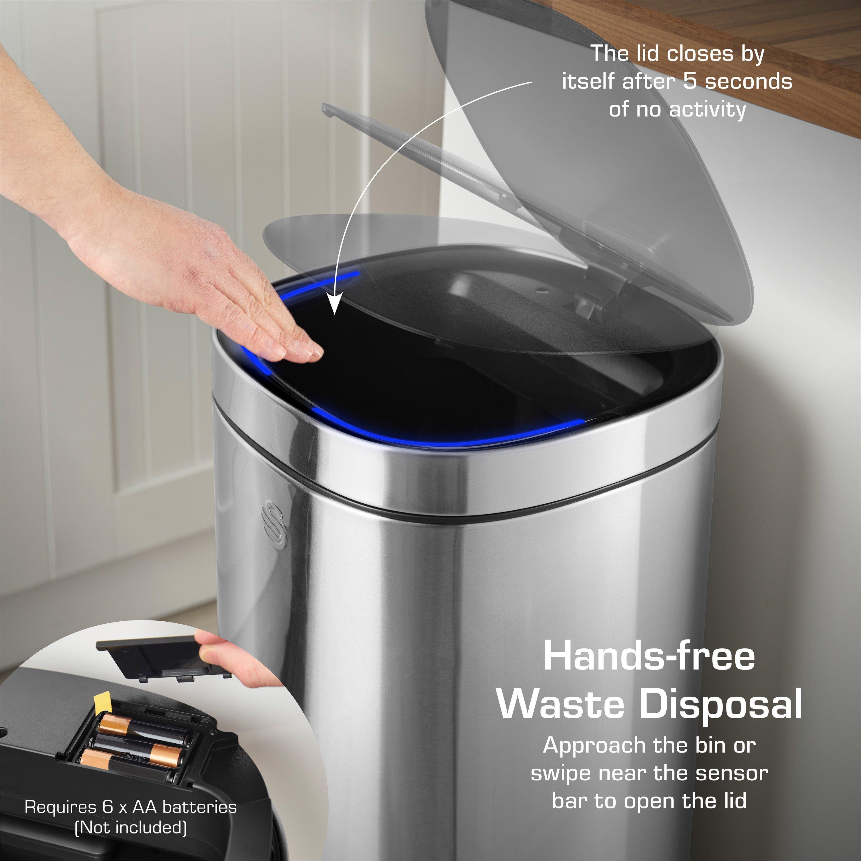 Stainless Steel - Swan - 30L Square Sensor Bin - 3