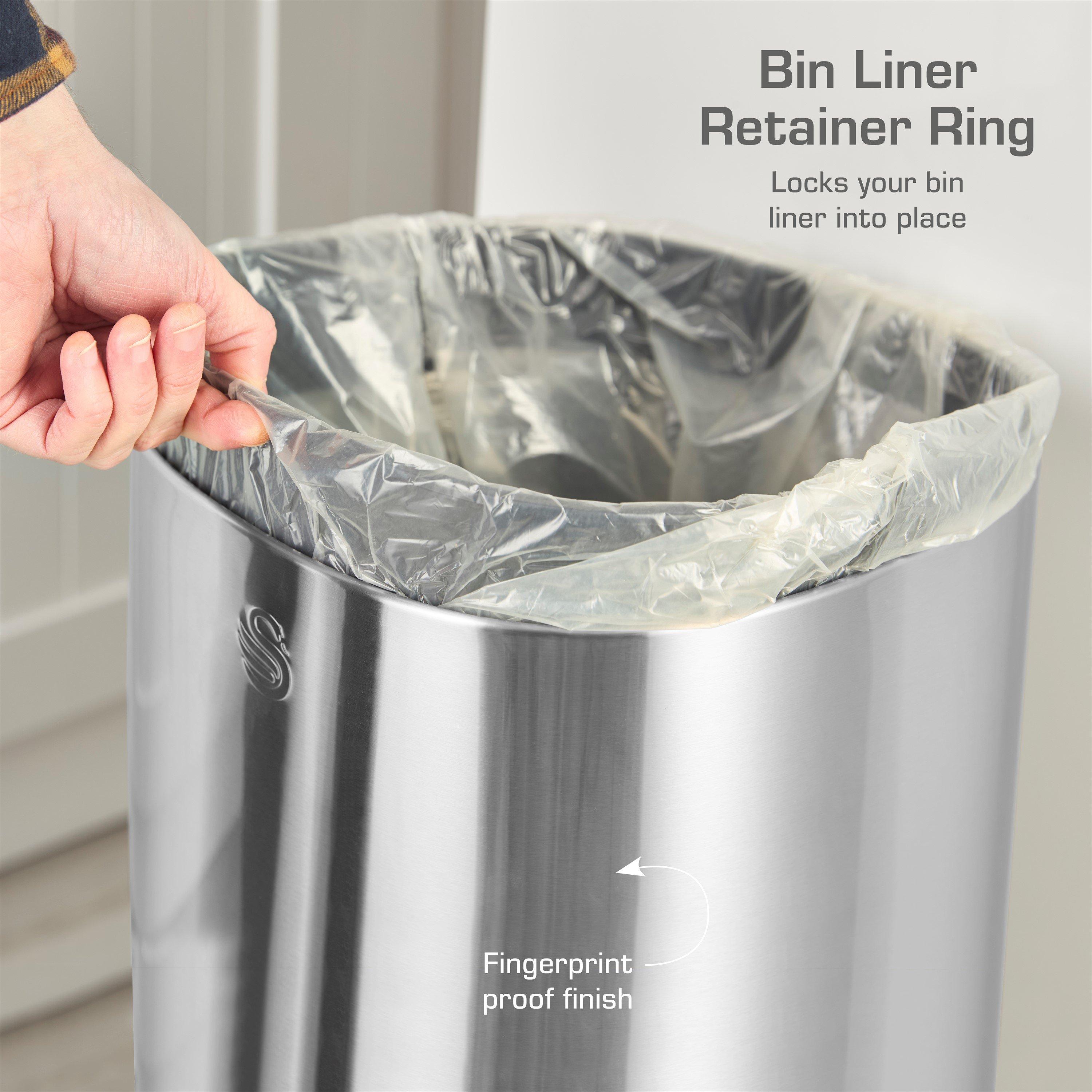 Stainless Steel - Swan - 50L Square Sensor Bin - 5