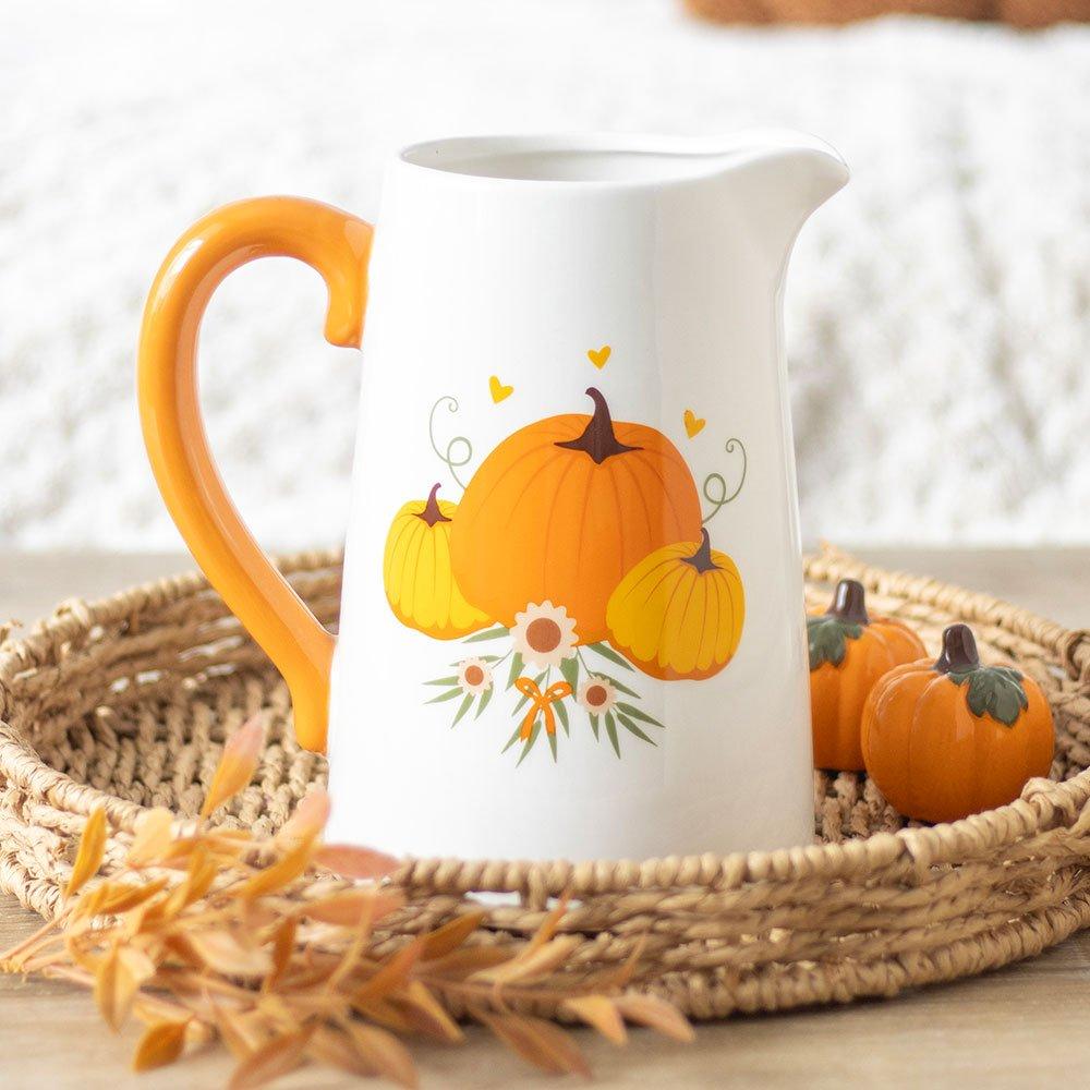 Something Different  Autumn Pumpkin Ceramic Flower Jug - Orange