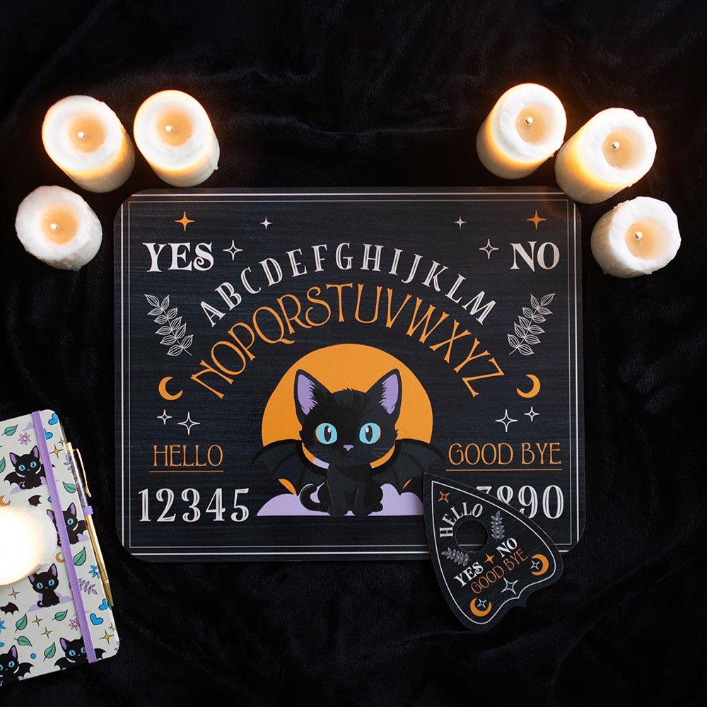 Something Different  Cute And Creepy Bat Cat Talking Board With Planche - Black