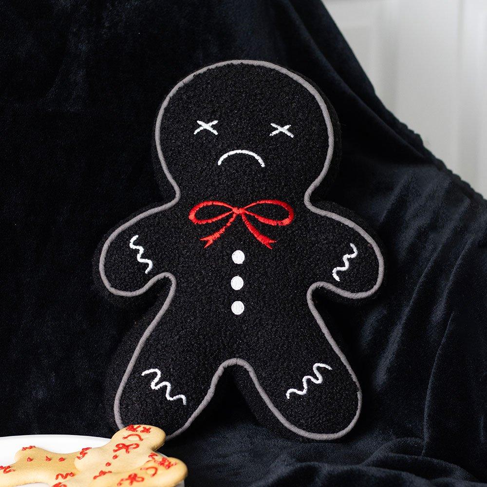 Something Different  Gingerdead Man Boucle Cushion - Black
