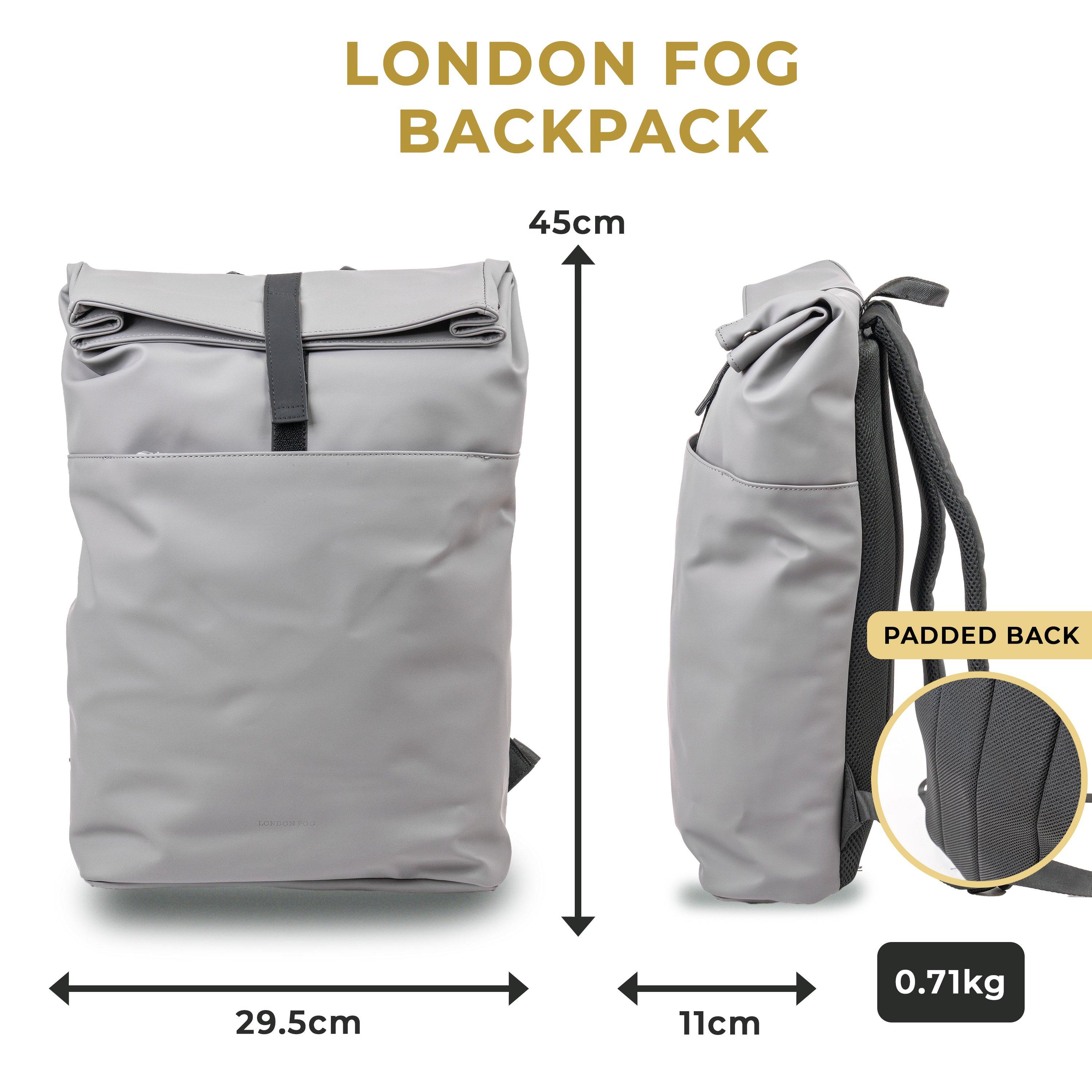 Light Grey Lfb0 - London Fog - Durable Roll-Top Backpack 13.5L Laptop Tablet Bag - 4