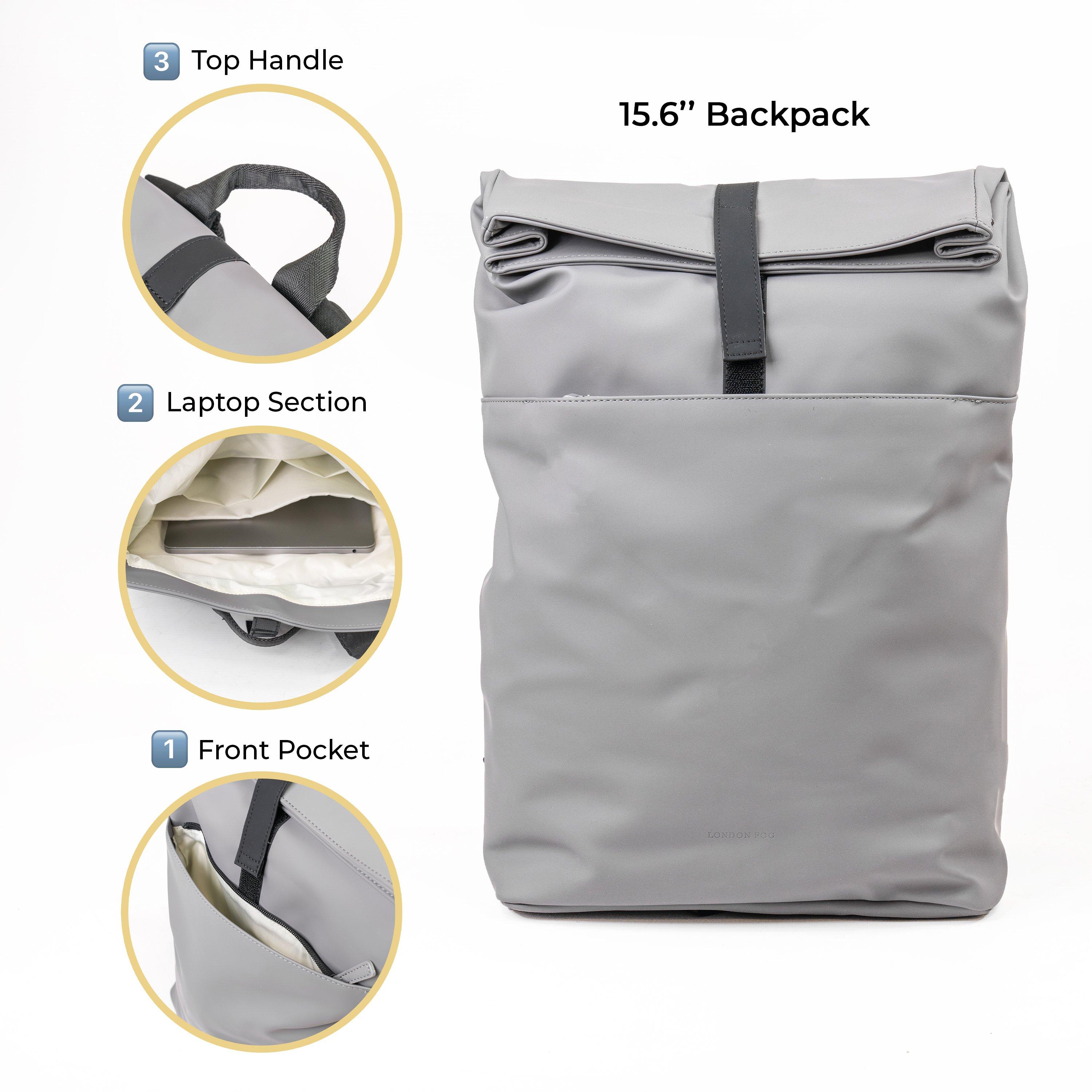 Light Grey Lfb0 - London Fog - Durable Roll-Top Backpack 13.5L Laptop Tablet Bag - 5