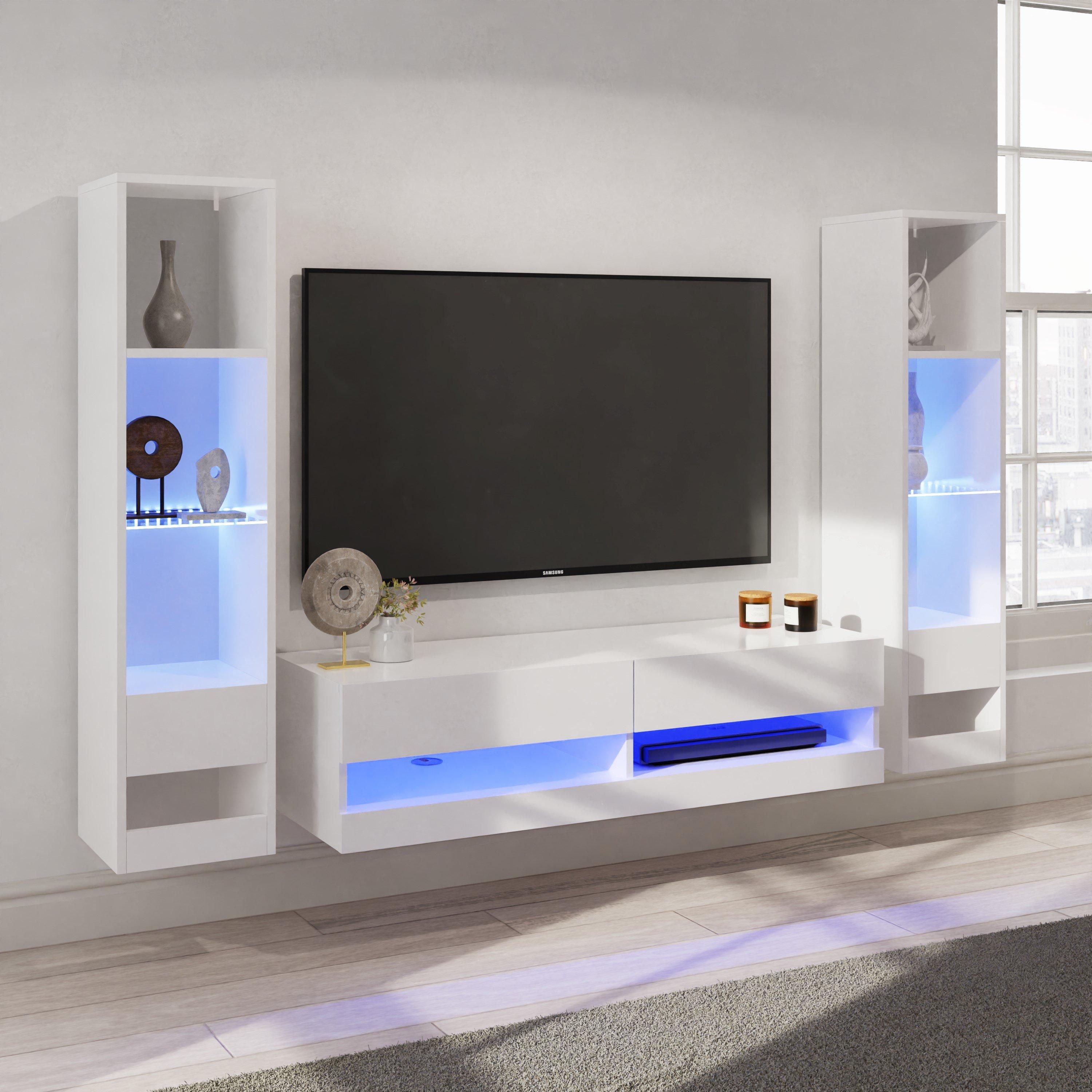 Gfw  White Galicia 120 Tv Unit + 2 Shelf Units