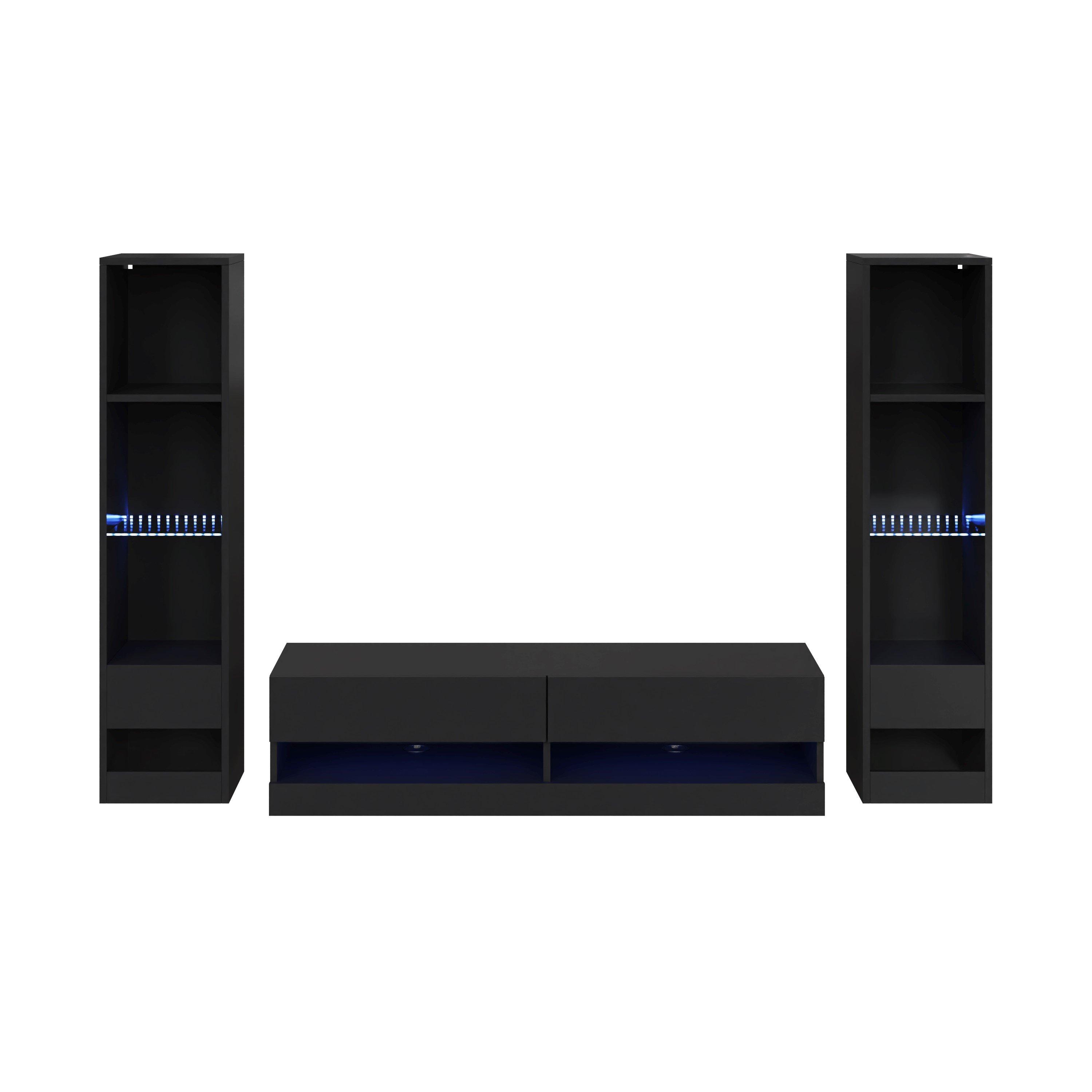 Black - GFW - Galicia 120 TV Unit + 2 Shelf Units - 2