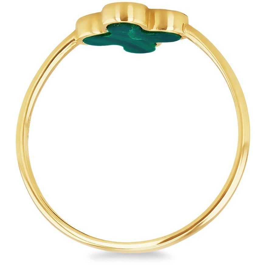 Yellow Gold - Be You - 9ct Gold Clover Malachite Ring - 3