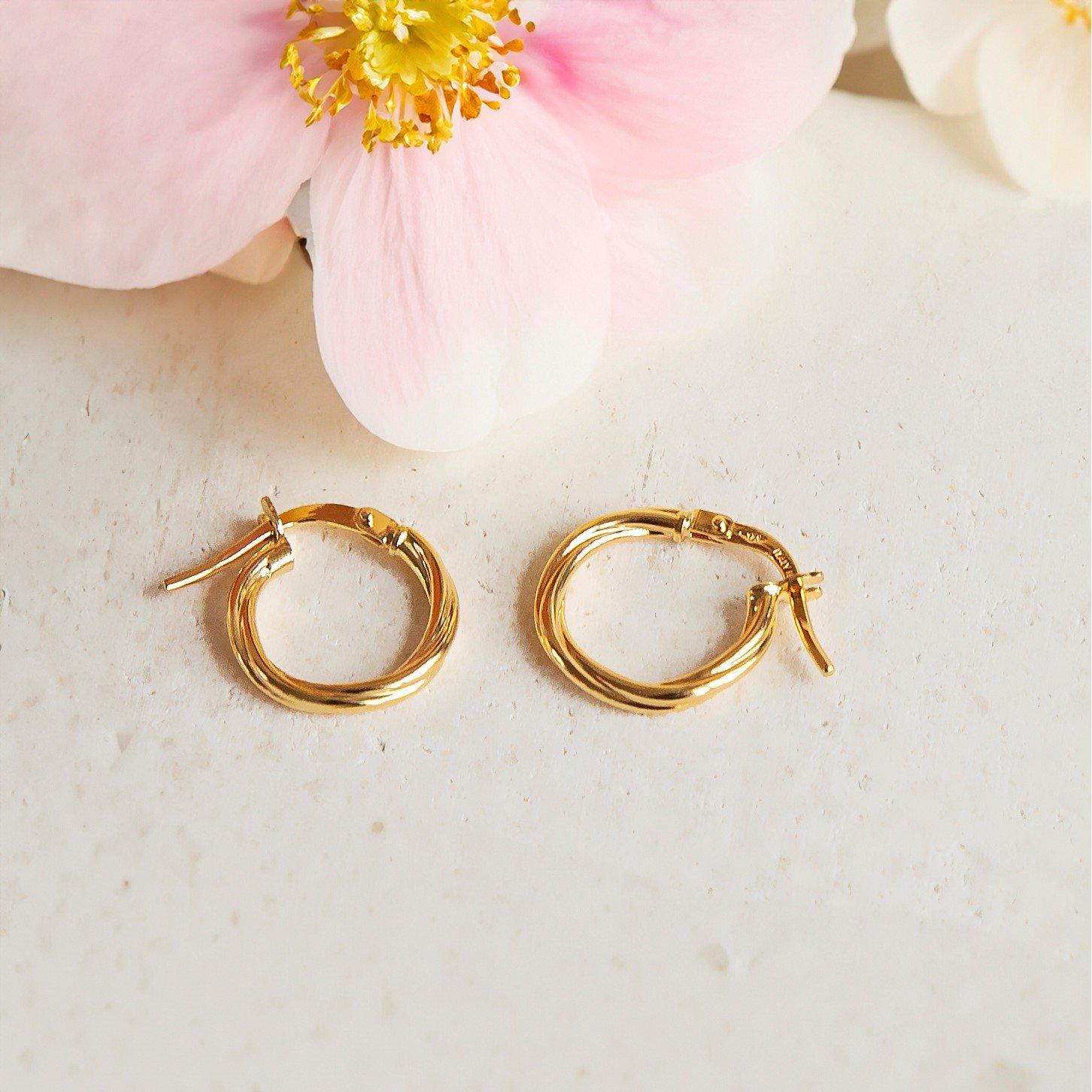 Yellow Gold - Be You - 9ct Gold Polished Twisted Hoop Earrings - 3