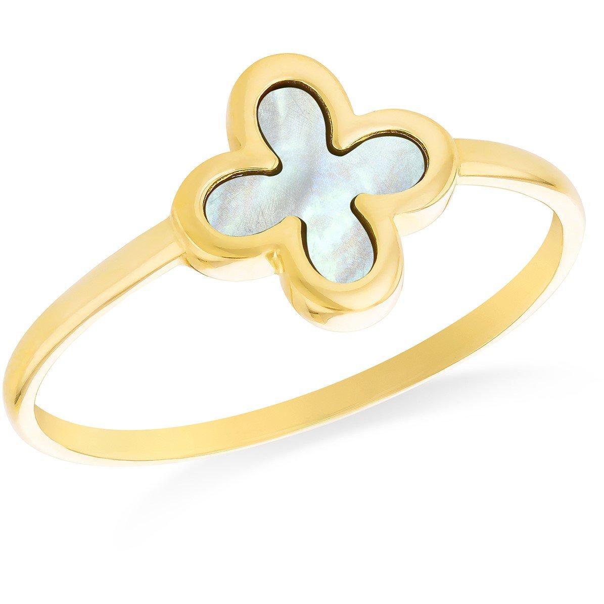 Yellow Gold - Be You - 9ct Gold Clover Mother of Pearl Ring - 1