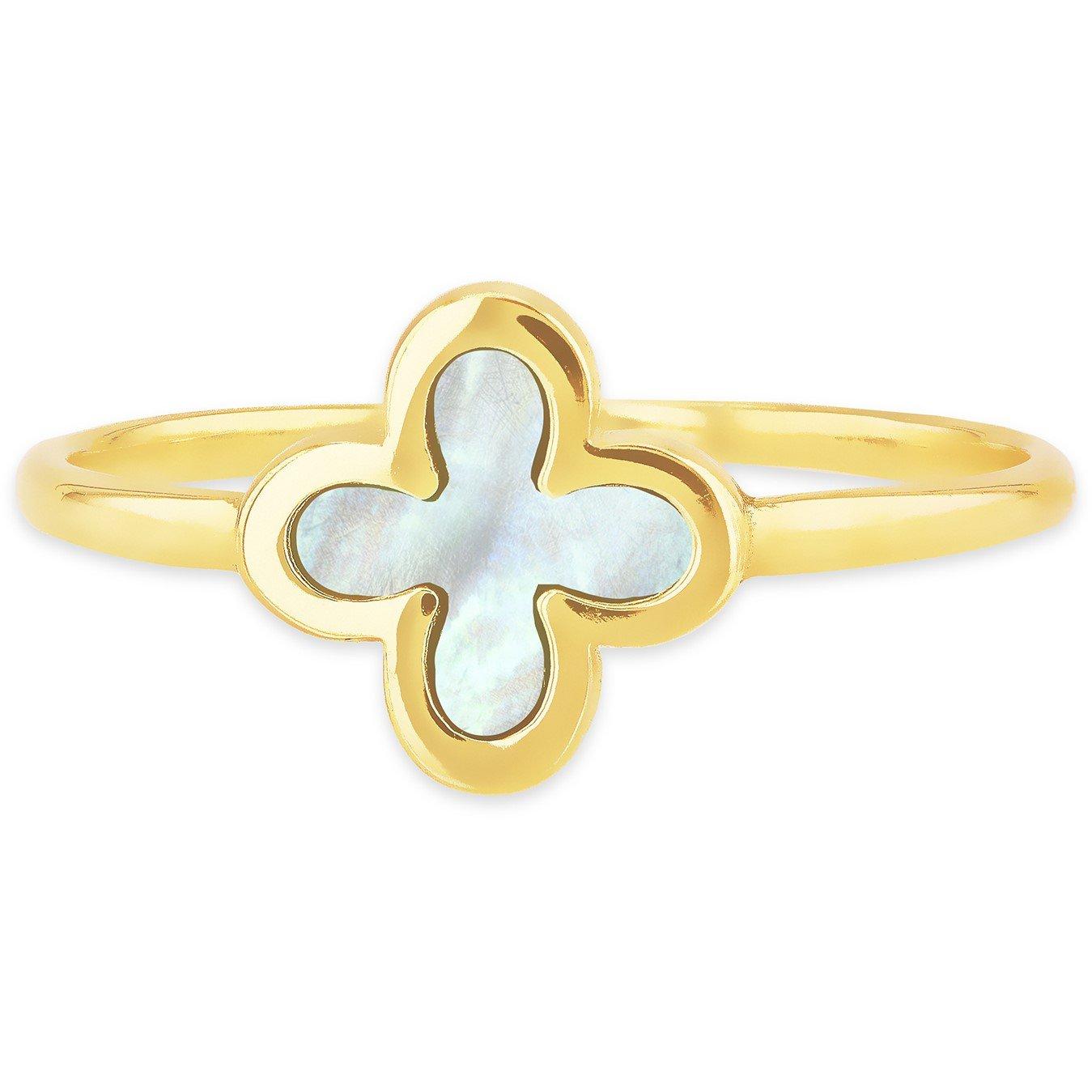 Yellow Gold - Be You - 9ct Gold Clover Mother of Pearl Ring - 2