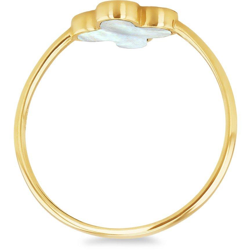 Yellow Gold - Be You - 9ct Gold Clover Mother of Pearl Ring - 3
