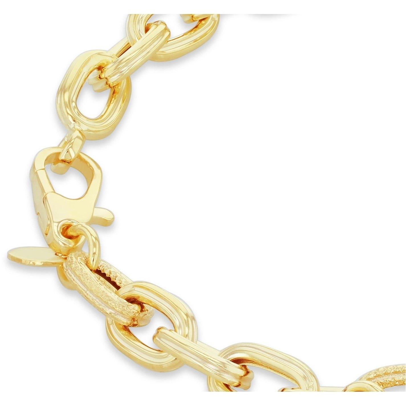 Yellow Gold - Be You - 9ct Gold Textured Oval Bracelet with Heart Charm - 5