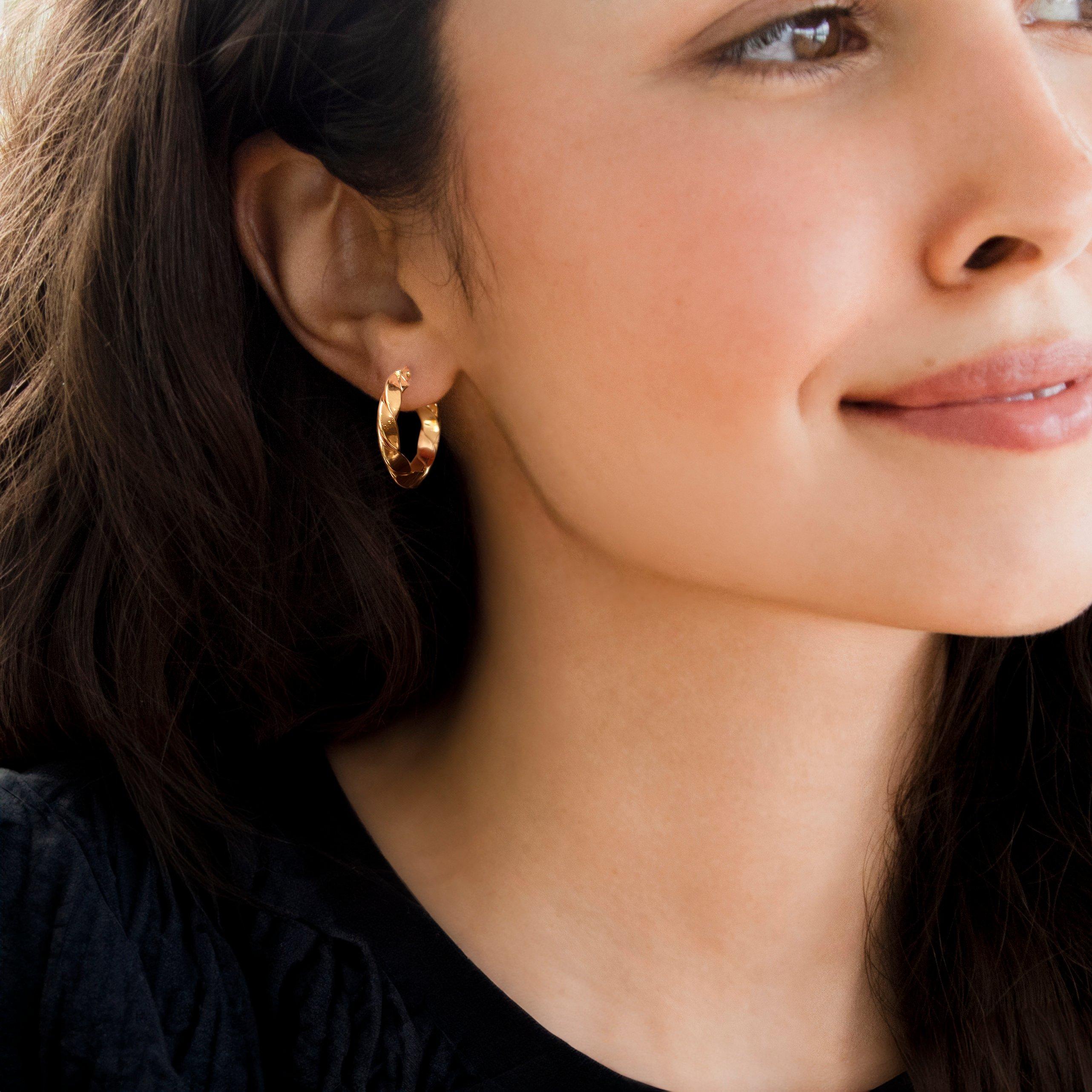 Yellow Gold - Be You - 9ct Gold Twisted Creole Earring - 2