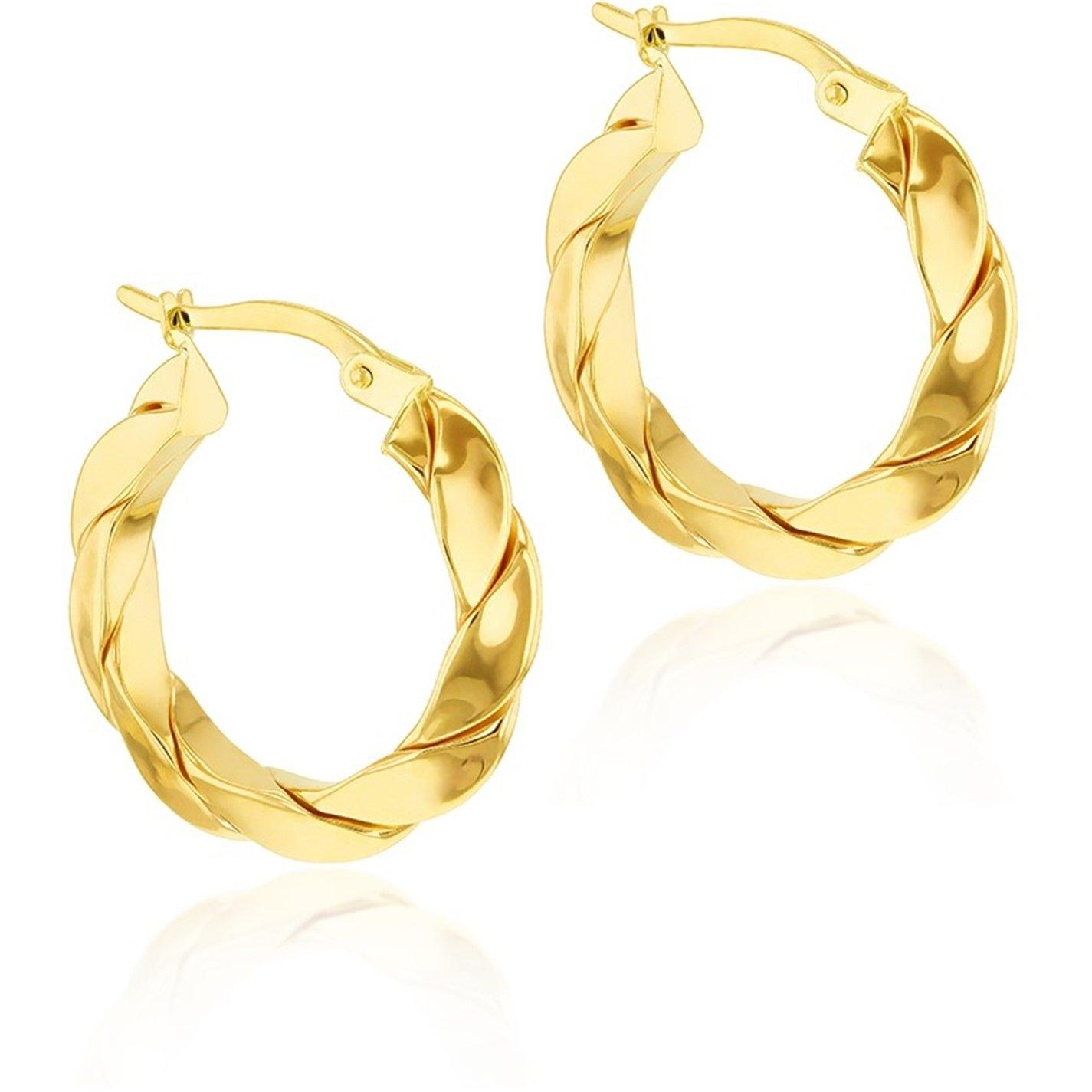 Yellow Gold - Be You - 9ct Gold Twisted Creole Earring - 4