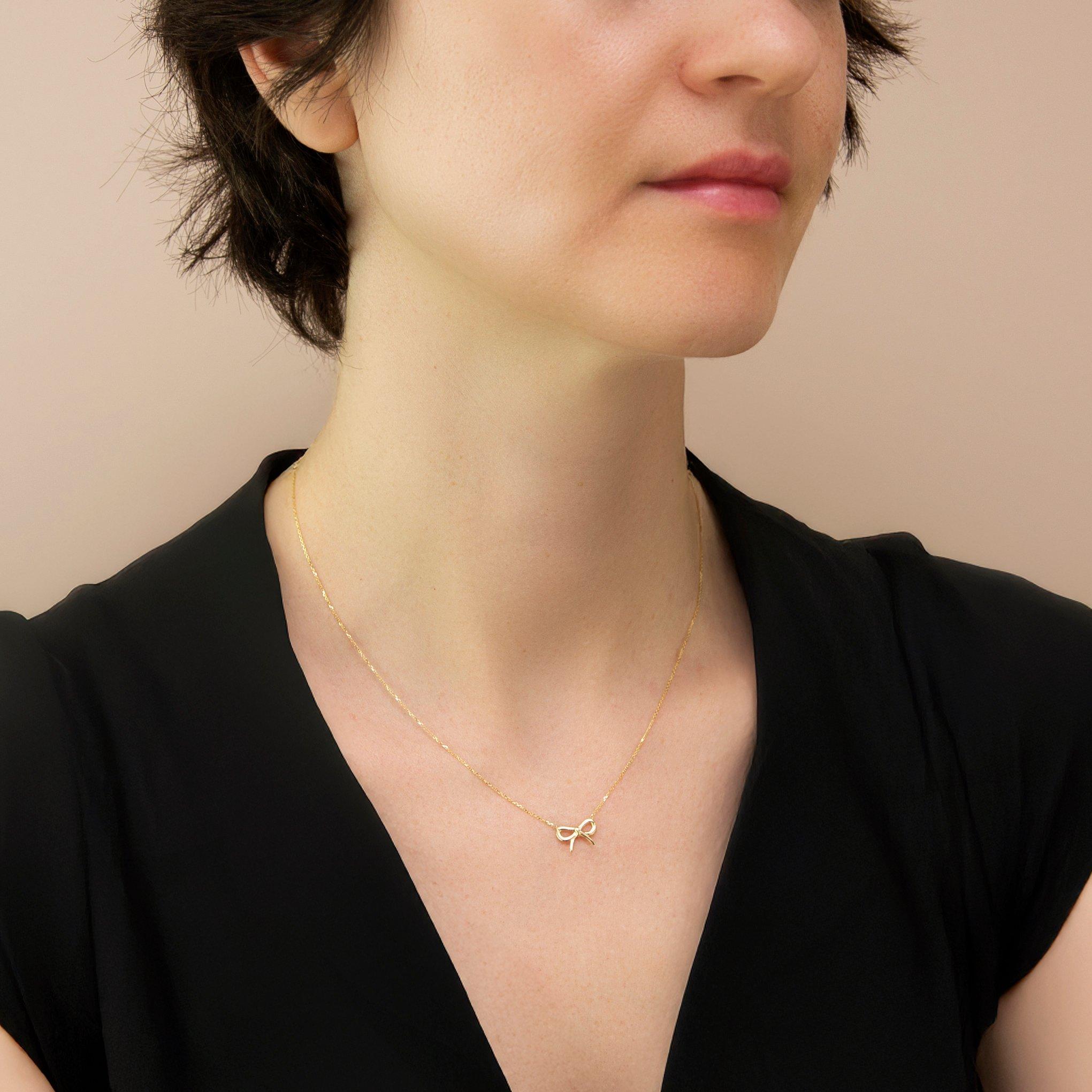 Yellow Gold - Be You - 9ct Gold Bow Adjustable Necklace - 2