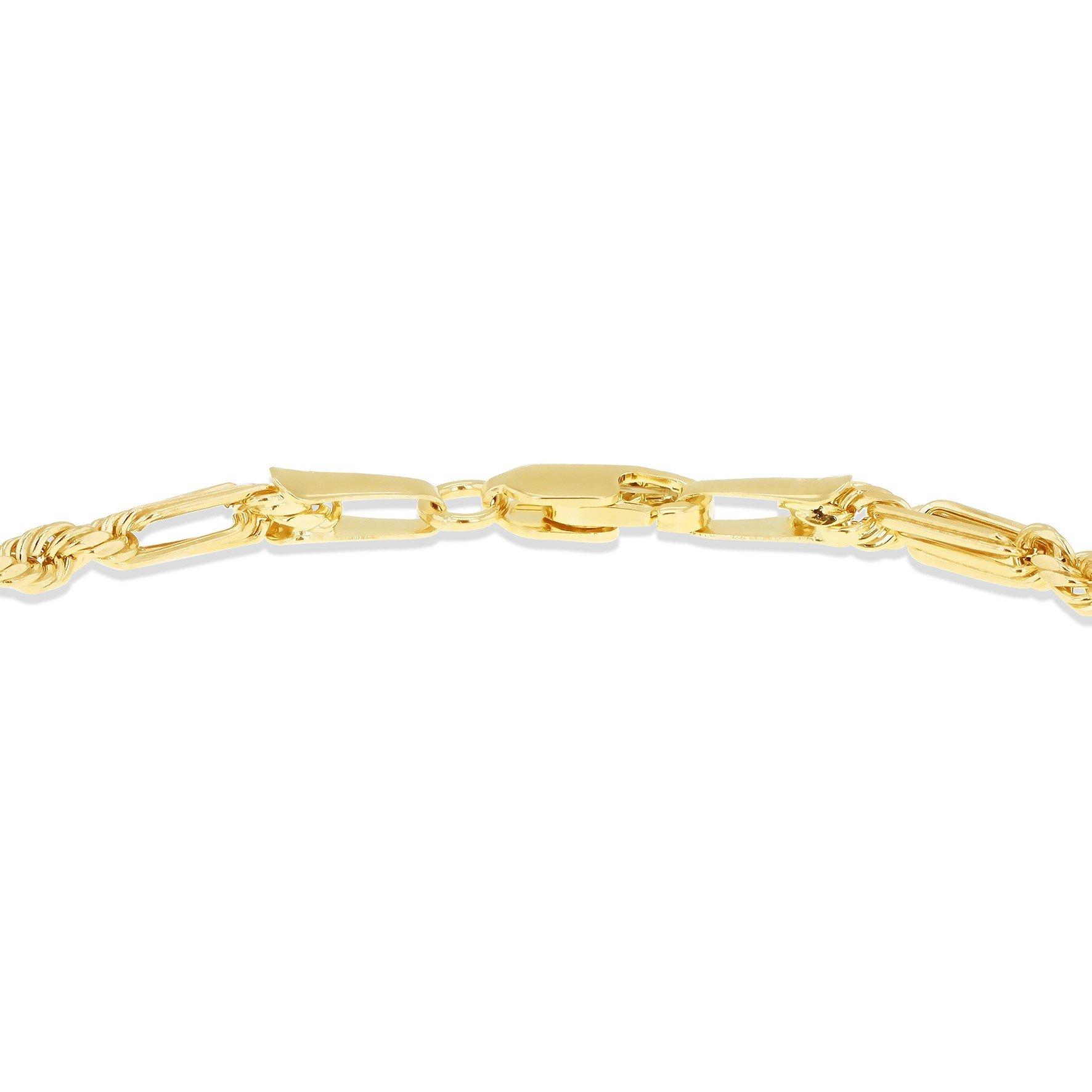 Yellow Gold - Be You - 9ct Gold Hollow Dimaond Cut Figarope Bracelet - 3