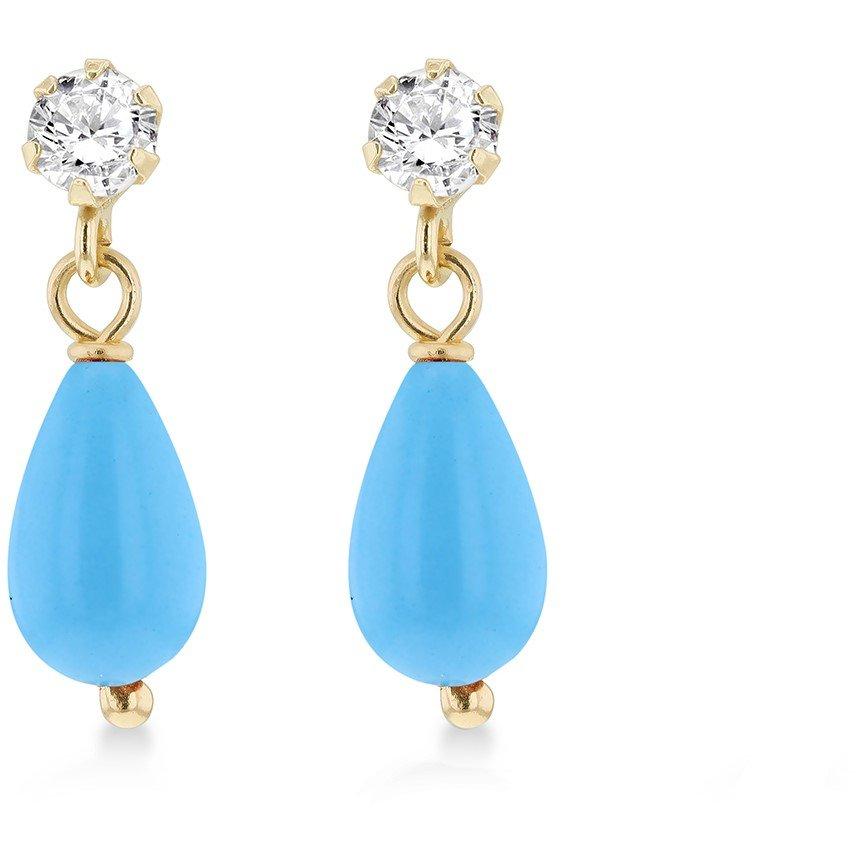 Yellow Gold - Be You - 9ct Gold Stone with CZ Drop Earrings - 2