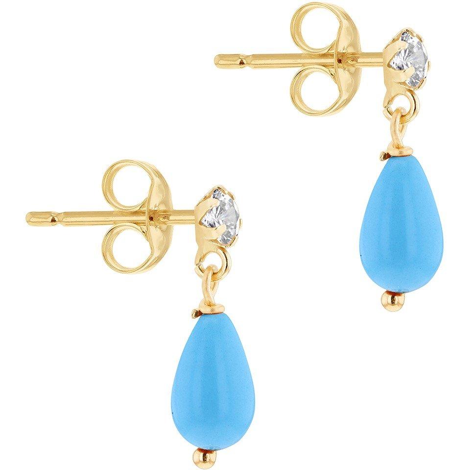 Yellow Gold - Be You - 9ct Gold Stone with CZ Drop Earrings - 3