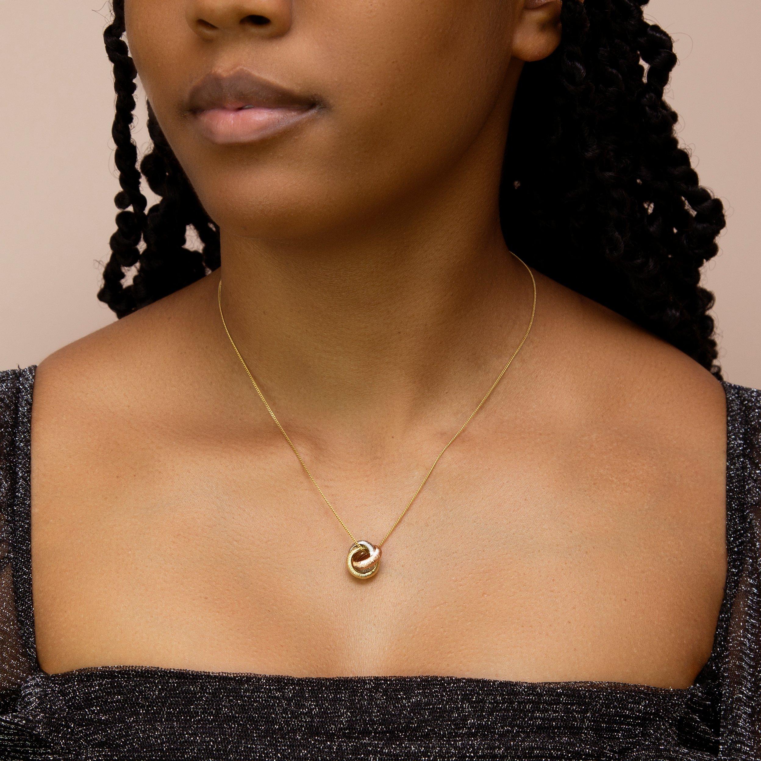 Yellow White An - Be You - 9ct Gold Diamond Cut Knot Necklace - 2