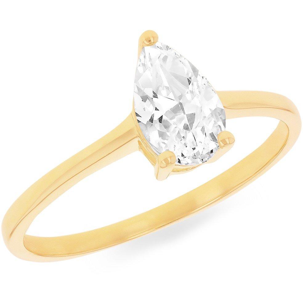 Yellow Gold - Be You - 9ct Gold Pear CZ Ring - 1