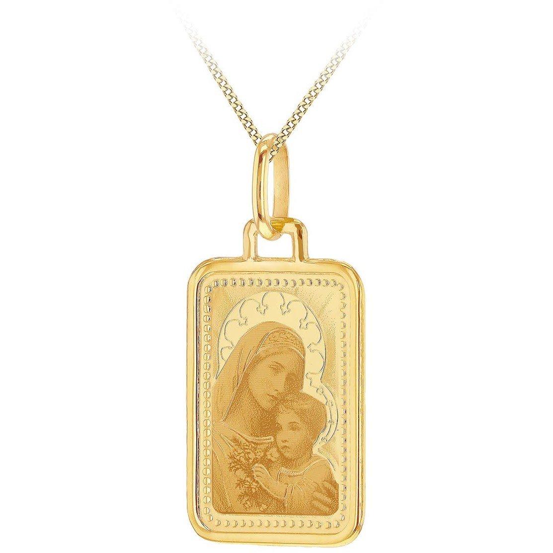 Yellow Gold - Be You - 9ct Gold Rectangle Mary and Child Necklace - 1