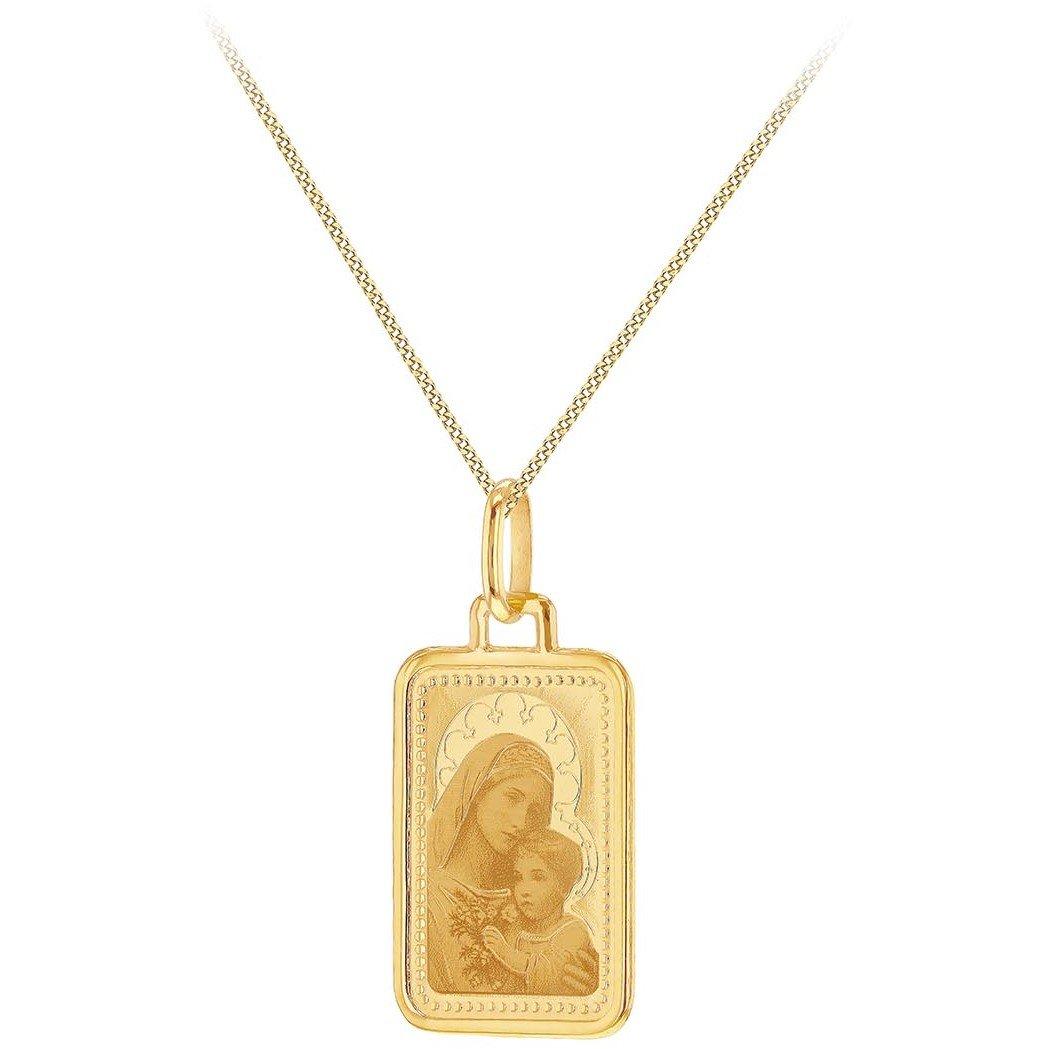 Yellow Gold - Be You - 9ct Gold Rectangle Mary and Child Necklace - 2