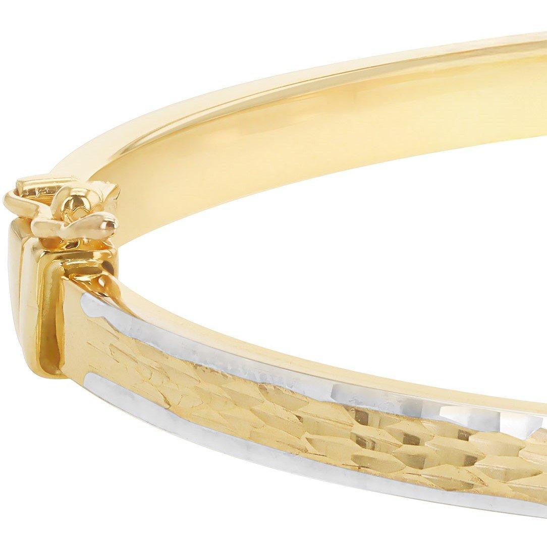 Yellow And Whit - Be You - 9ct Gold Diamond Cut Bangle - 3