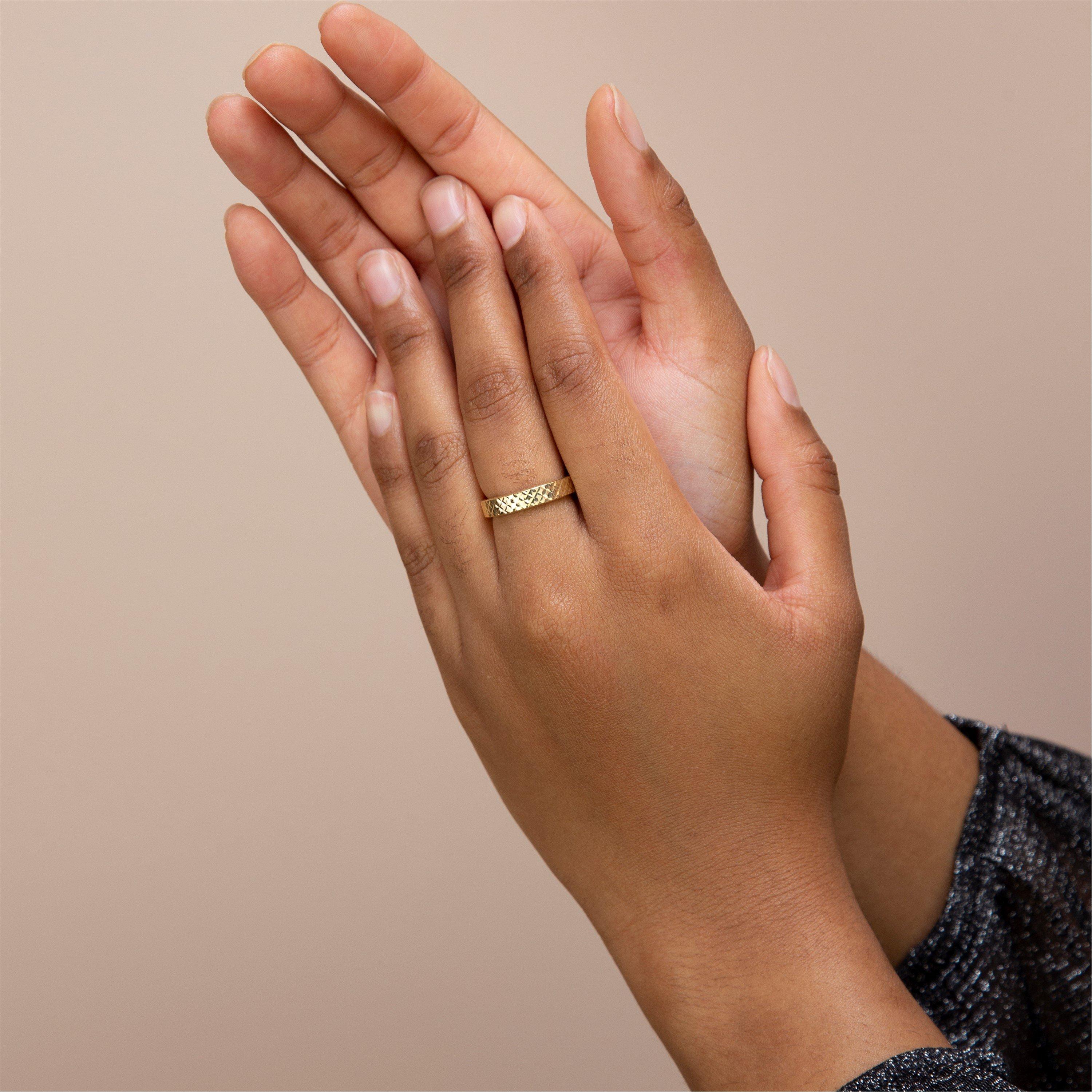 Yellow Gold - Be You - 9ct Gold Diamond Cut Band Ring - 2