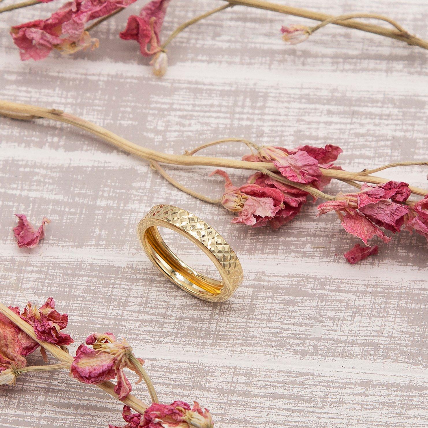 Yellow Gold - Be You - 9ct Gold Diamond Cut Band Ring - 3