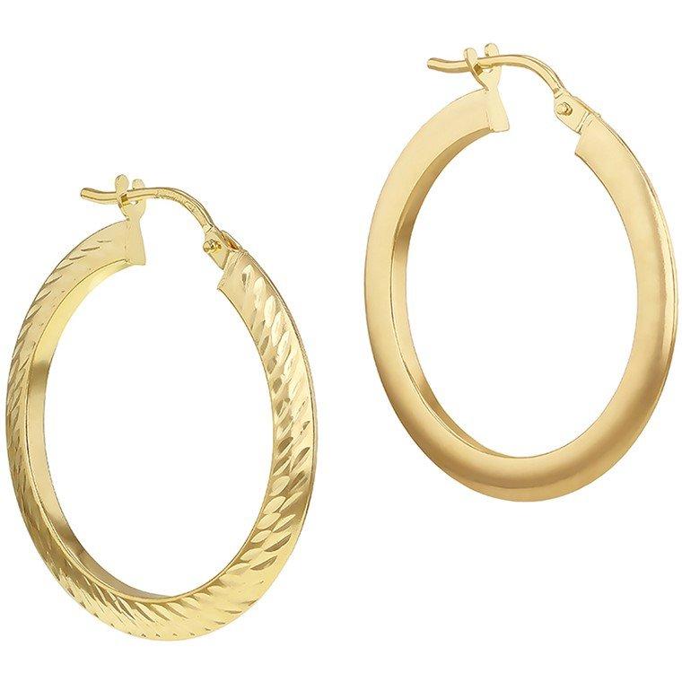 Yellow Gold - Be You - 9ct Gold Diamond Cut Creole Earring - 3