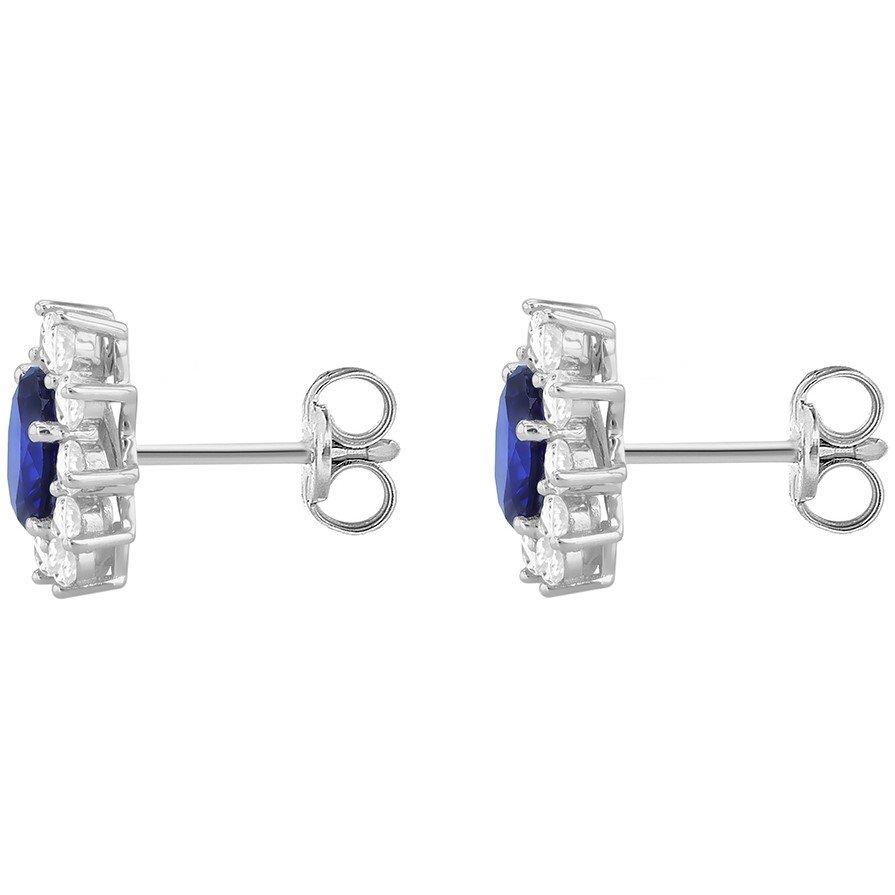 White Gold - Be You - 9ct Gold Oval Synthetic Sapphire CZ Stud Earrings - 3