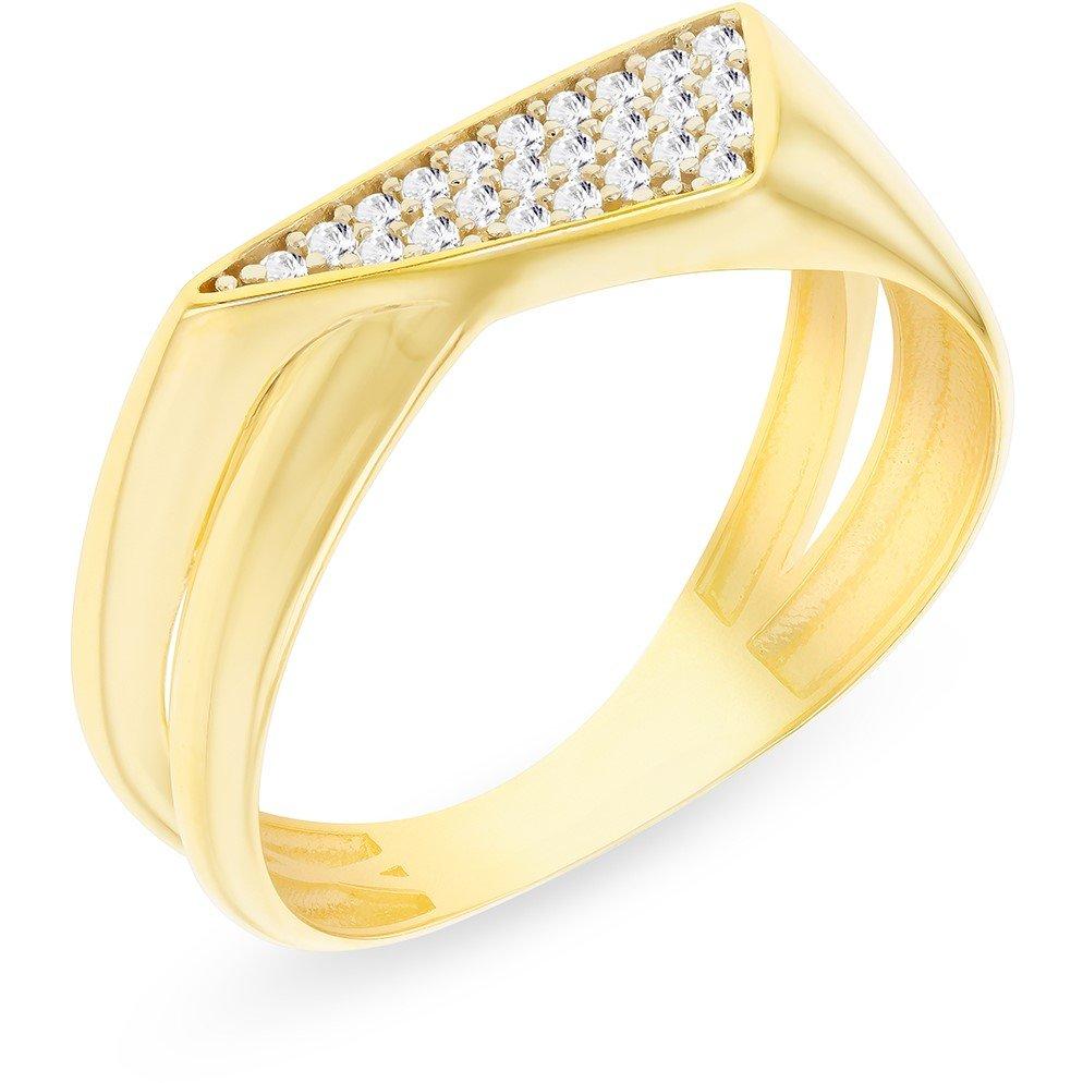 Yellow Gold - Be You - 9ct Gold CZ Triangle Crossover Ring - 1