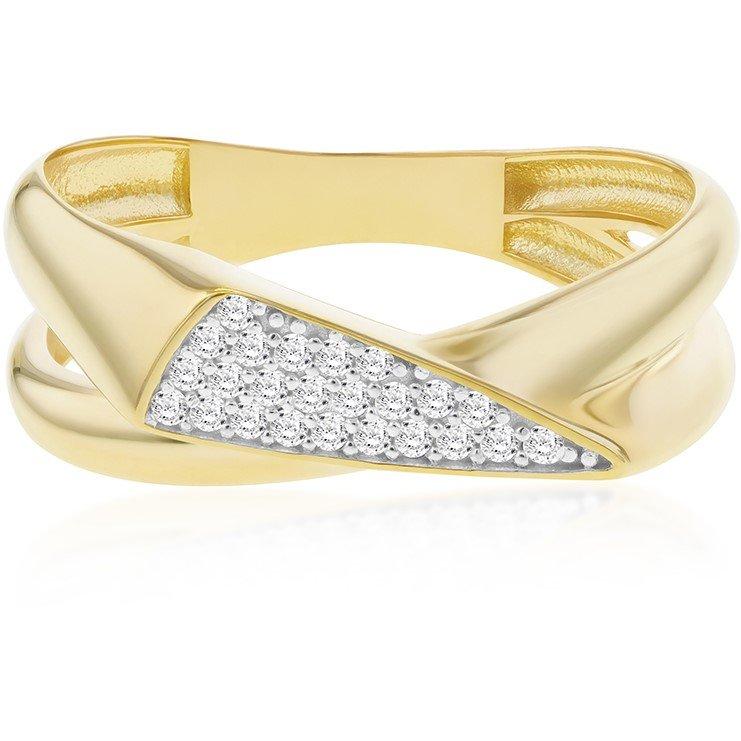 Yellow Gold - Be You - 9ct Gold CZ Triangle Crossover Ring - 2