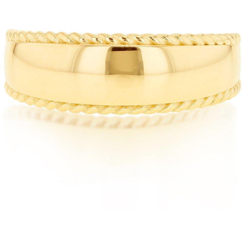 Yellow Gold - Be You - 9ct Gold Wide Round Twisted Rope Frame Ring - 2