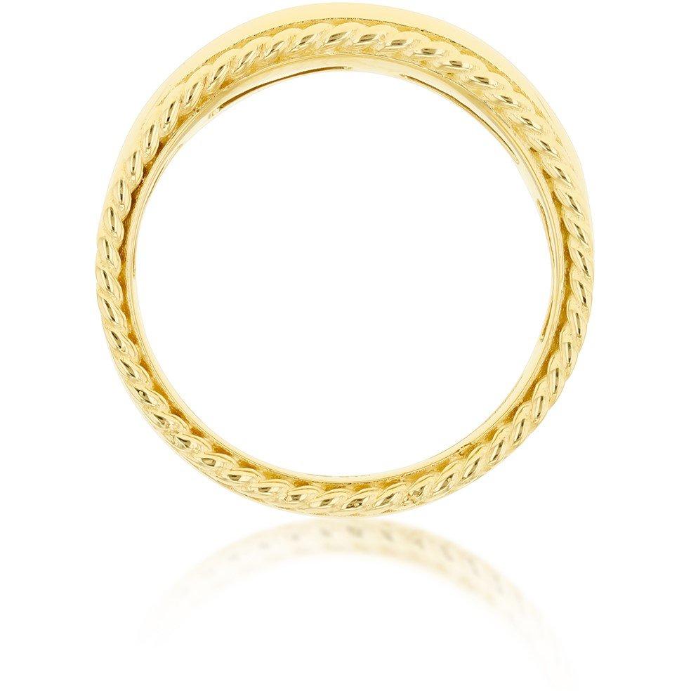 Yellow Gold - Be You - 9ct Gold Wide Round Twisted Rope Frame Ring - 3