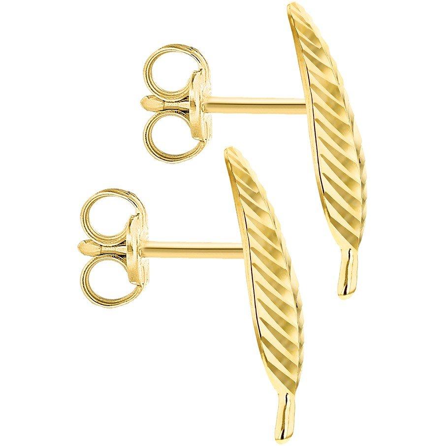 Yellow Gold - Be You - 9ct Gold Diamond Cut Leaf Stud Earrings - 3