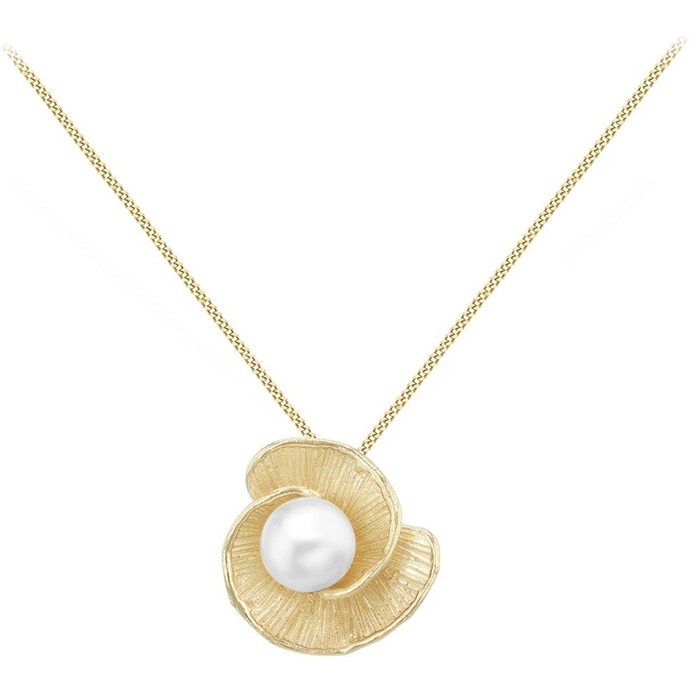 Yellow Gold - Be You - 9ct Gold Freshwater Pearl Flower Necklace - 4