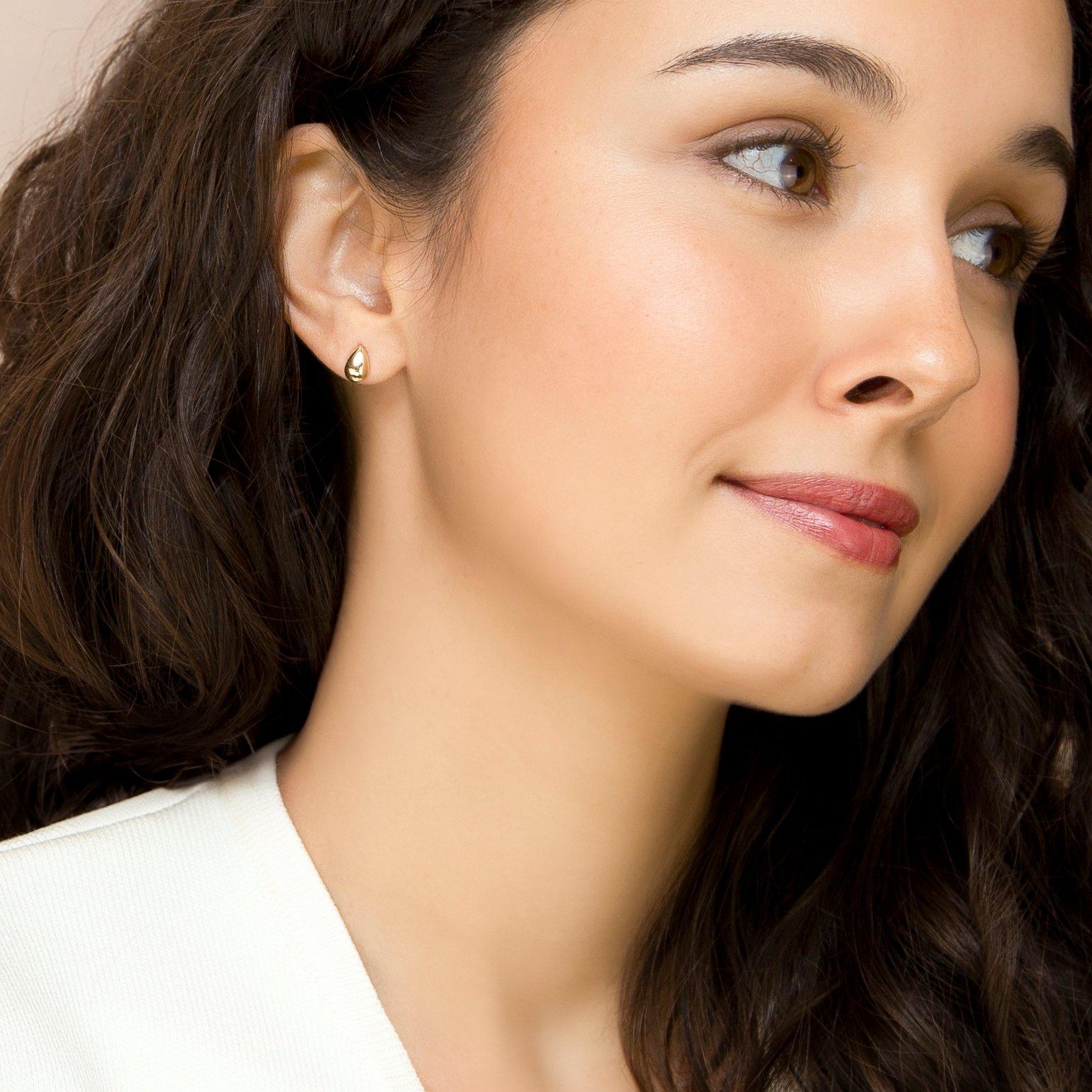 Yellow Gold - Be You - 9ct Gold Mini Teardrop Stud Earrings - 4