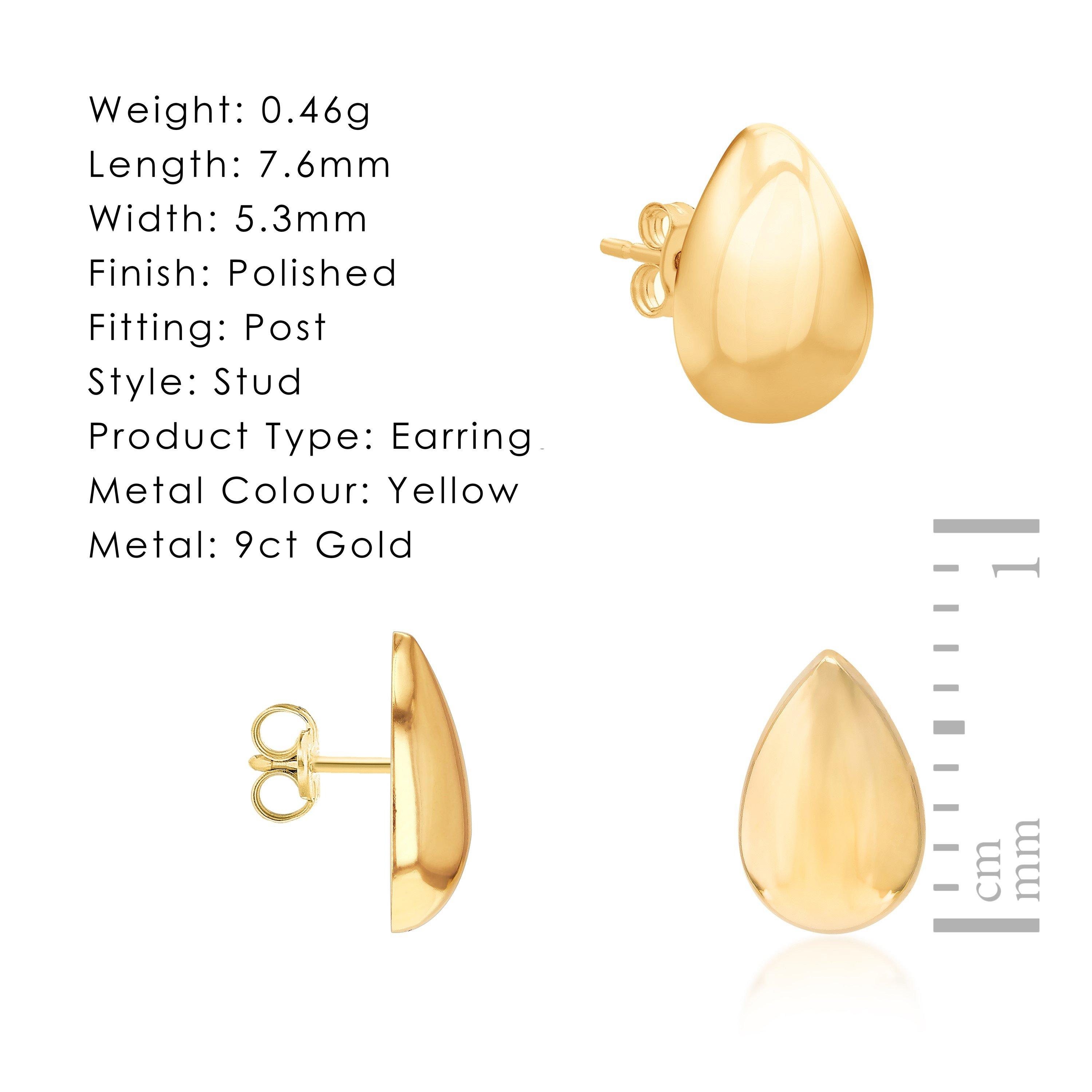 Yellow Gold - Be You - 9ct Gold Mini Teardrop Stud Earrings - 6