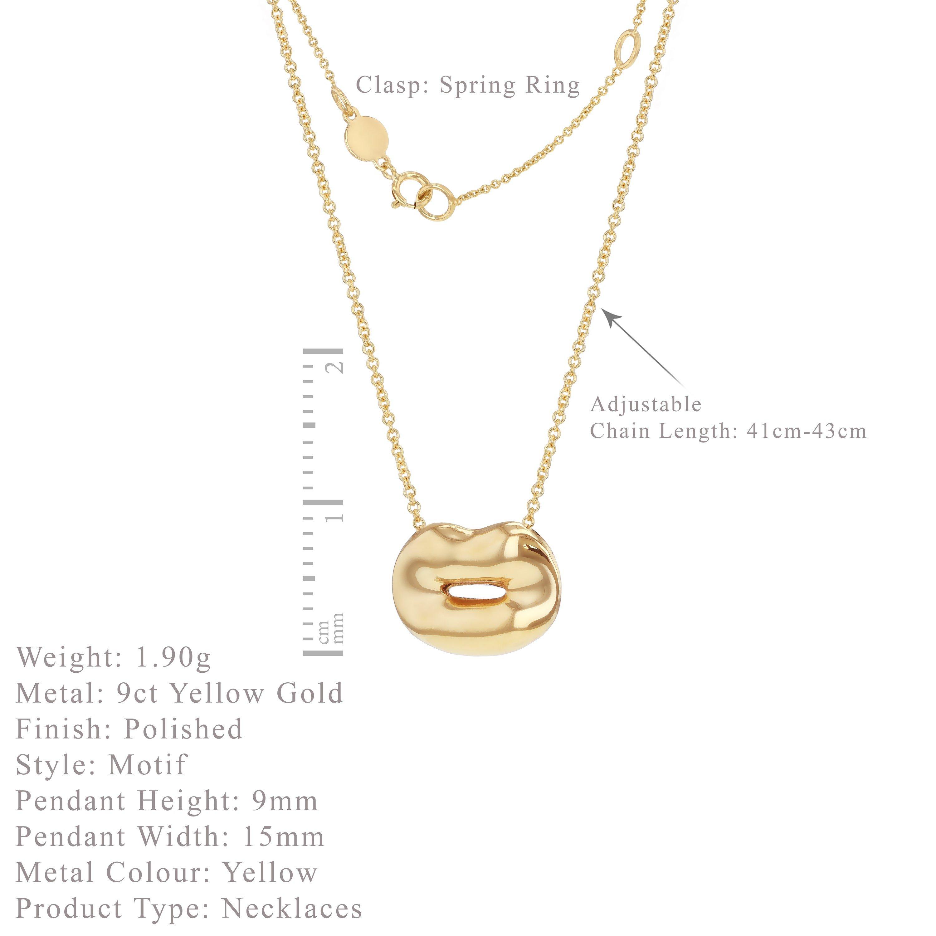 Yellow Gold - Be You - 9ct Gold Lips Adjustable Necklace - 6